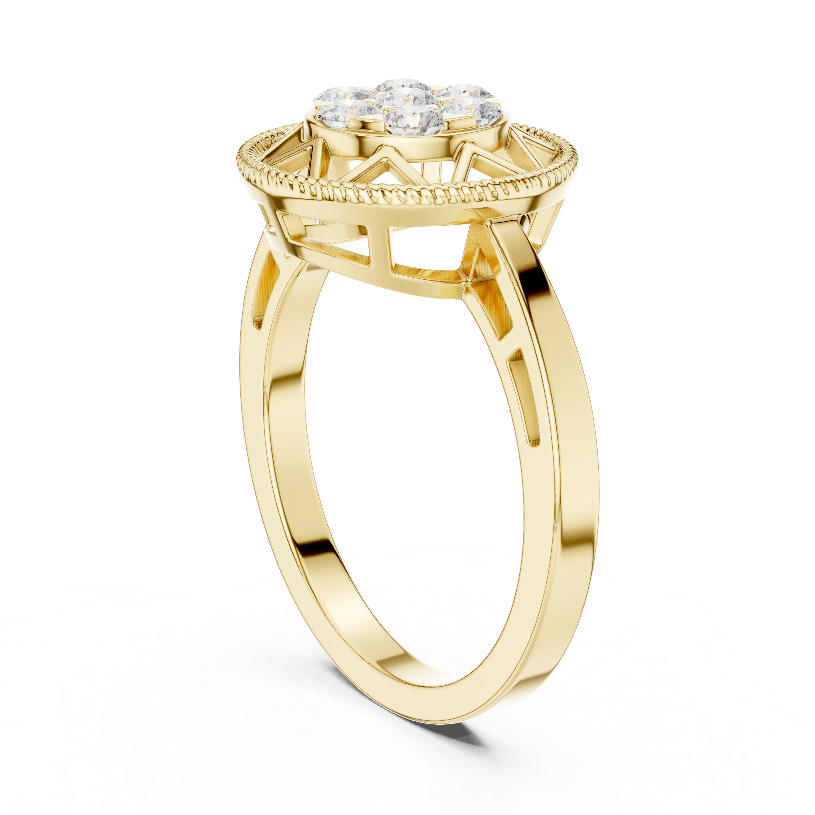 Vintage Round Diamond Cluster Ring