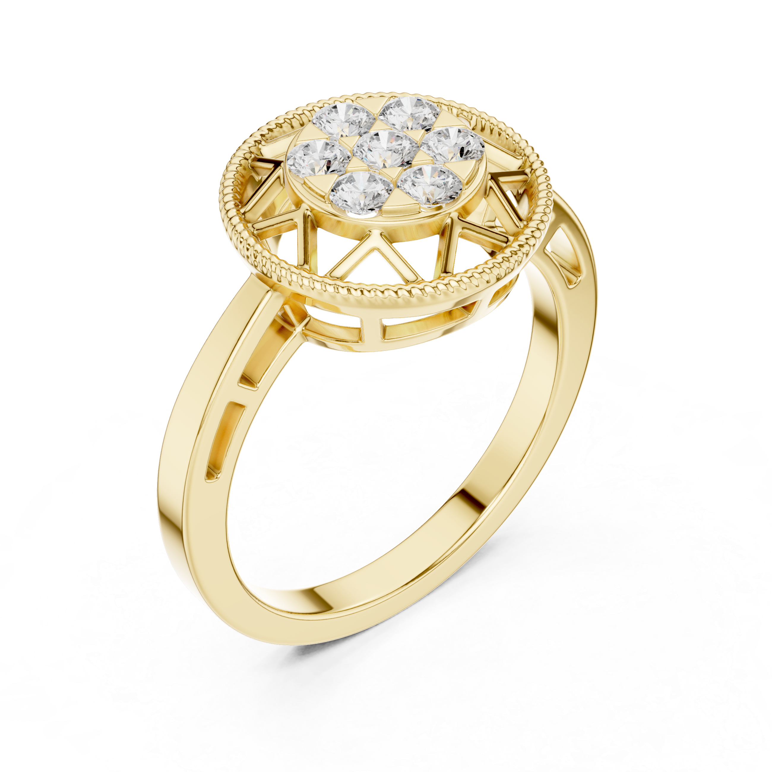 Vintage Round Diamond Cluster Ring