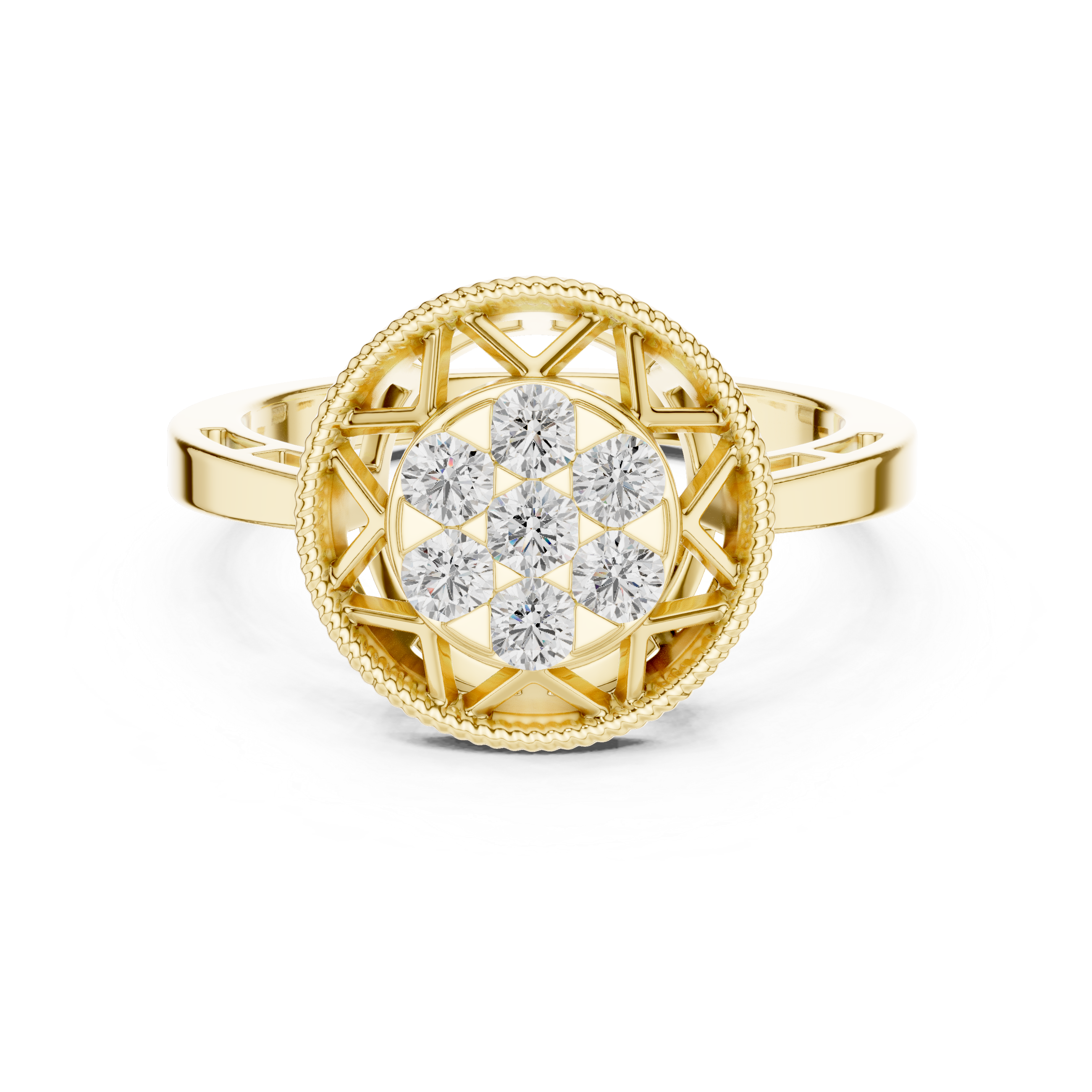 Vintage Round Diamond Cluster Ring
