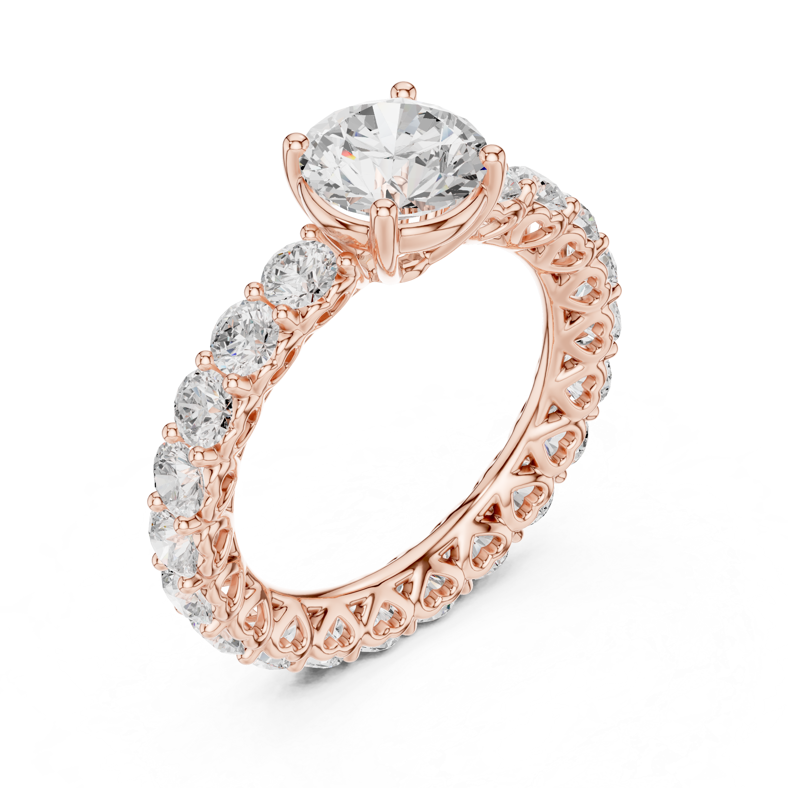 Round Diamond Hidden Heart Engagement Ring