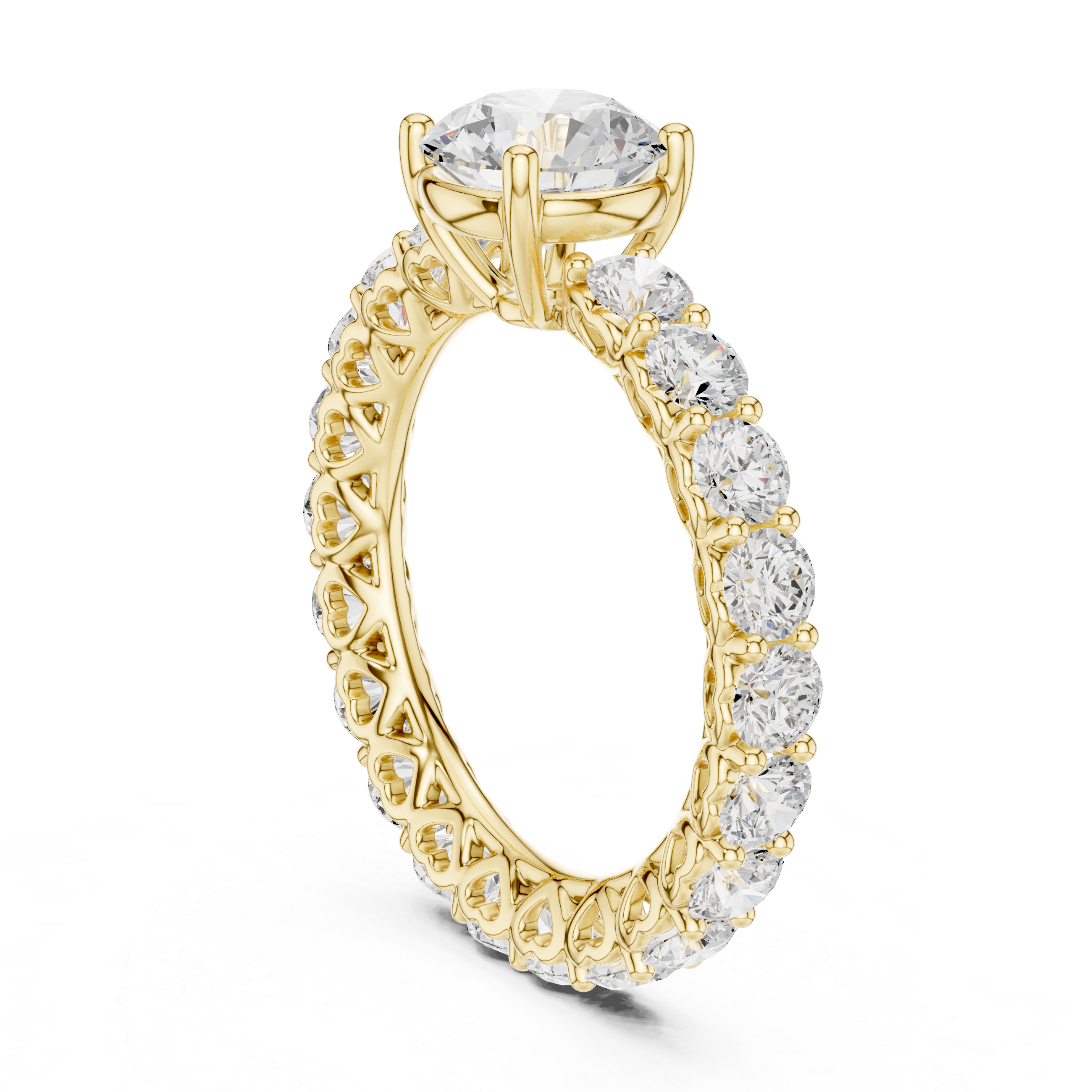 Round Diamond Hidden Heart Engagement Ring
