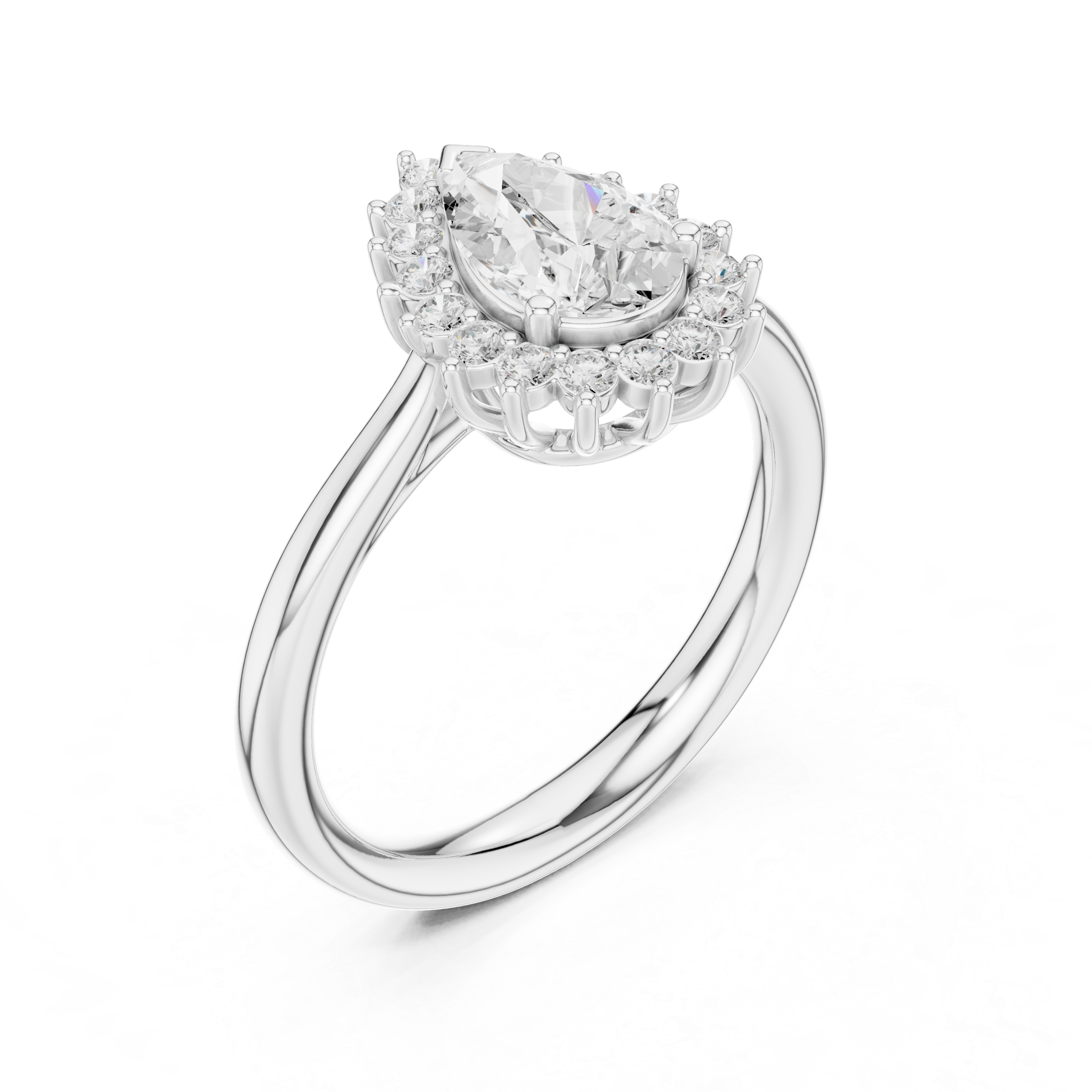 Pear Cut Halo Diamond Engagement Ring