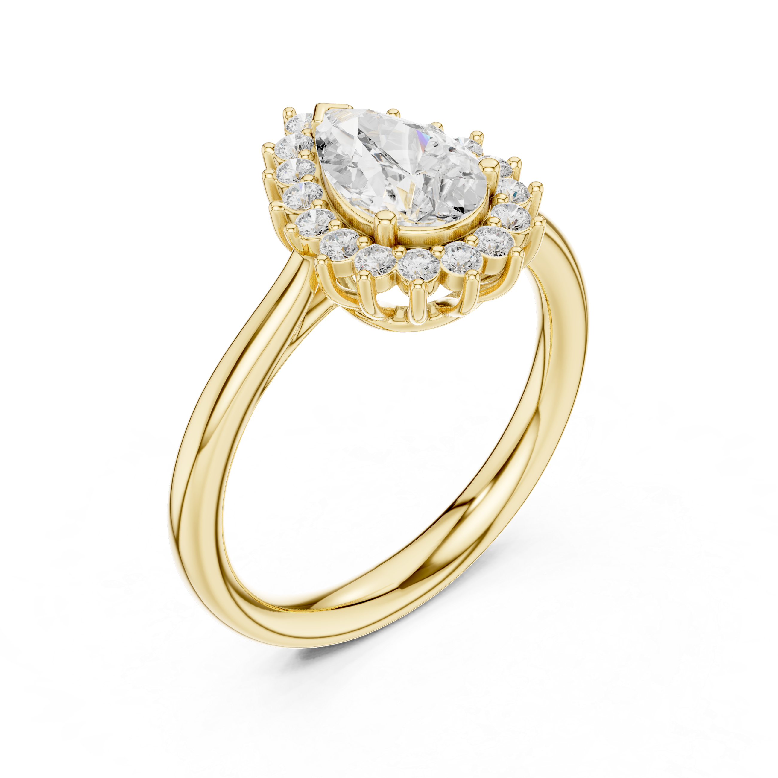 Pear Cut Halo Diamond Engagement Ring