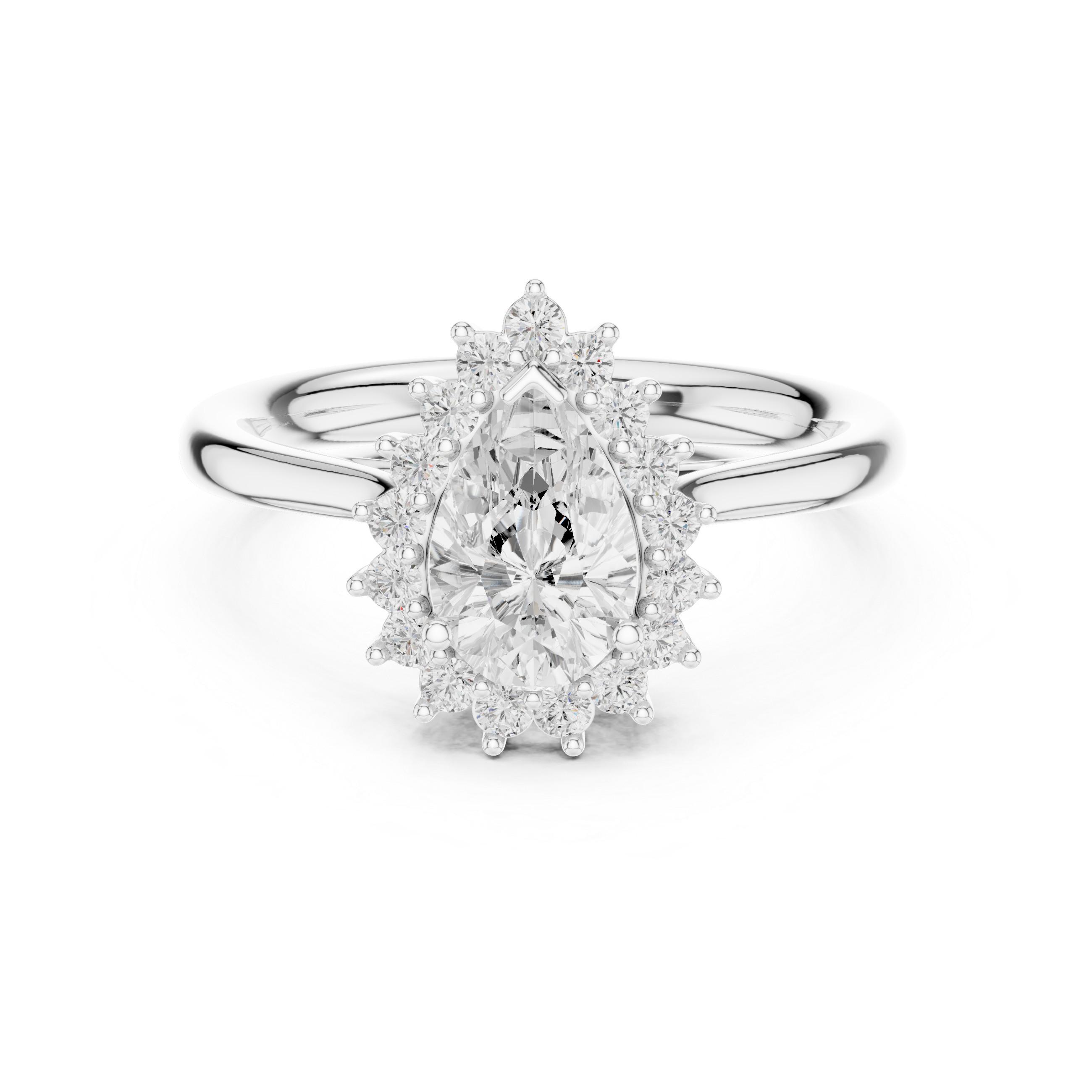Pear Cut Halo Diamond Engagement Ring