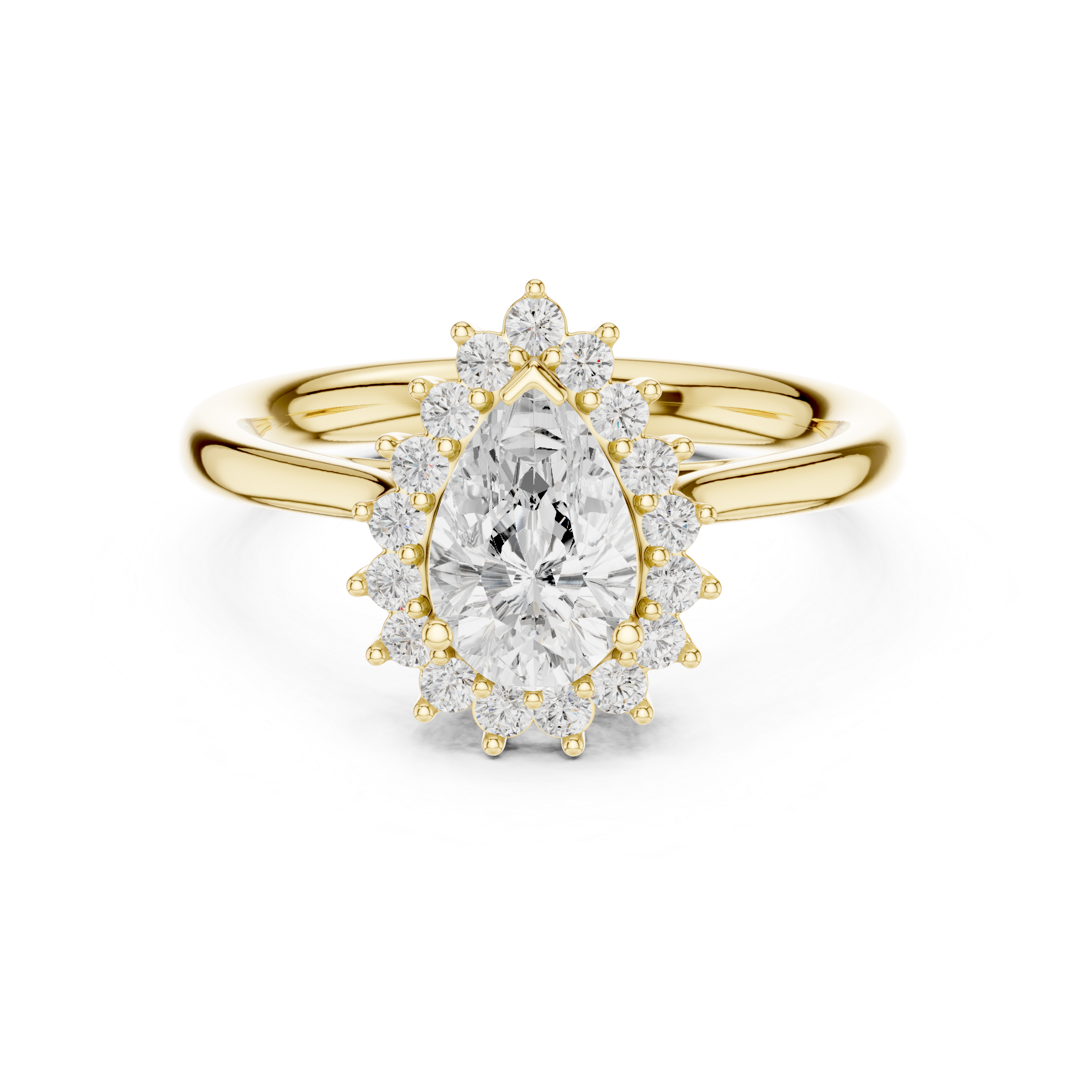 Pear Cut Halo Diamond Engagement Ring