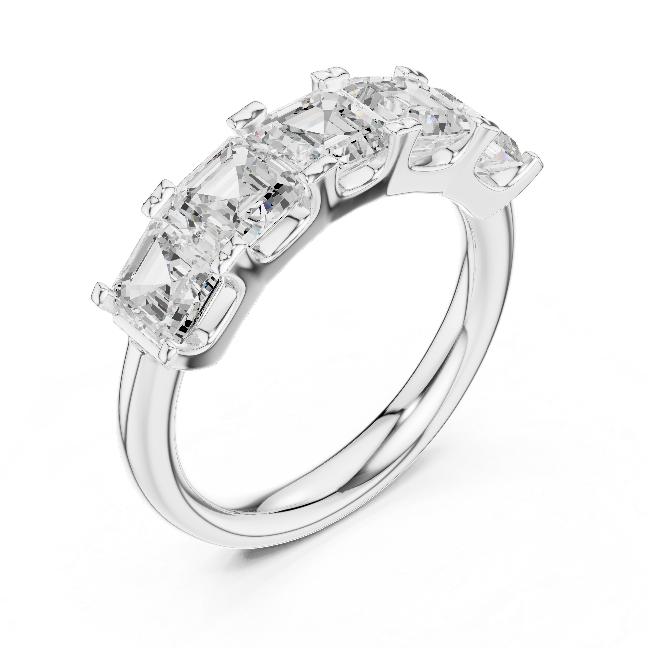 Asscher Cut Five Stone Diamond Ring