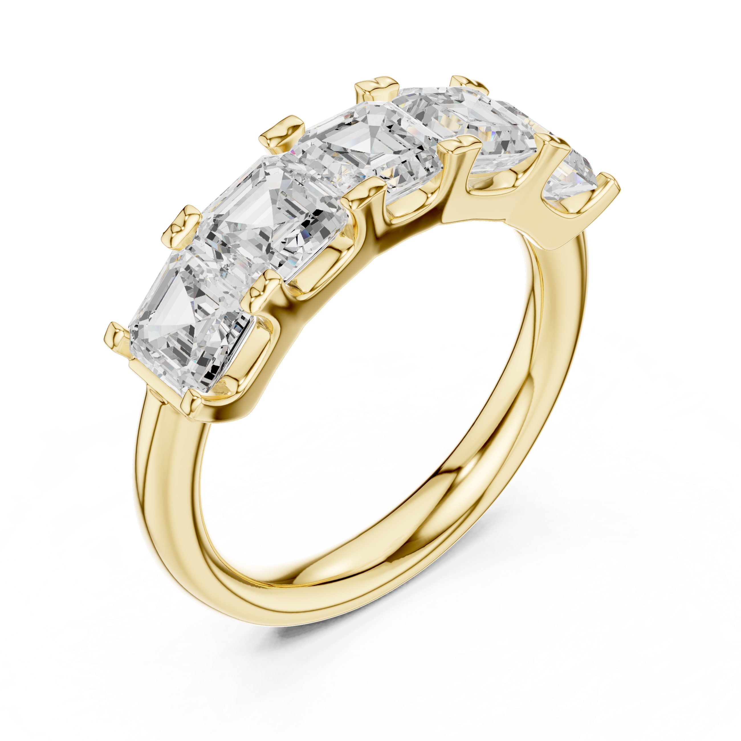 Asscher Cut Five Stone Diamond Ring