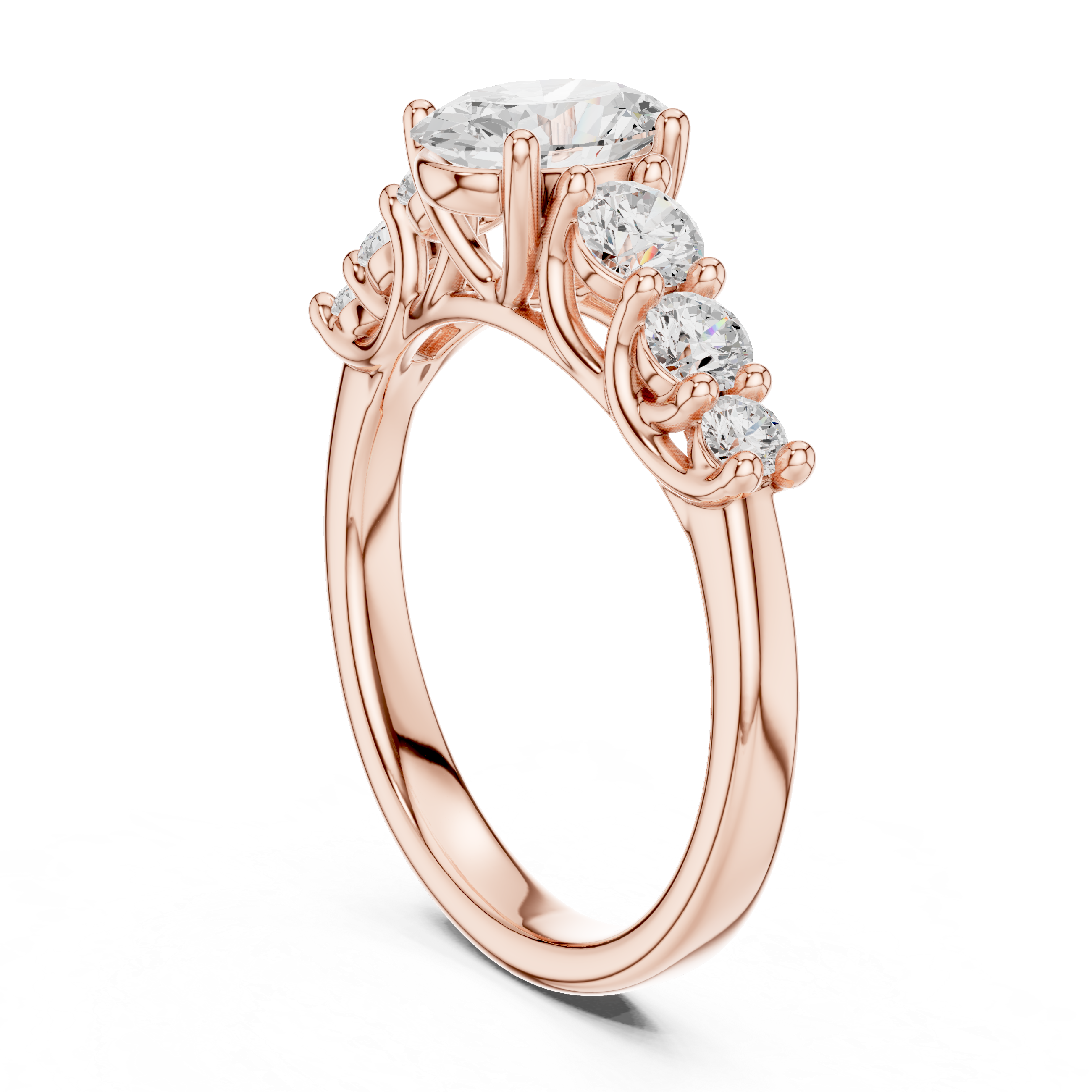 Oval Diamond Engagement Ring with Graduated Side Stones
