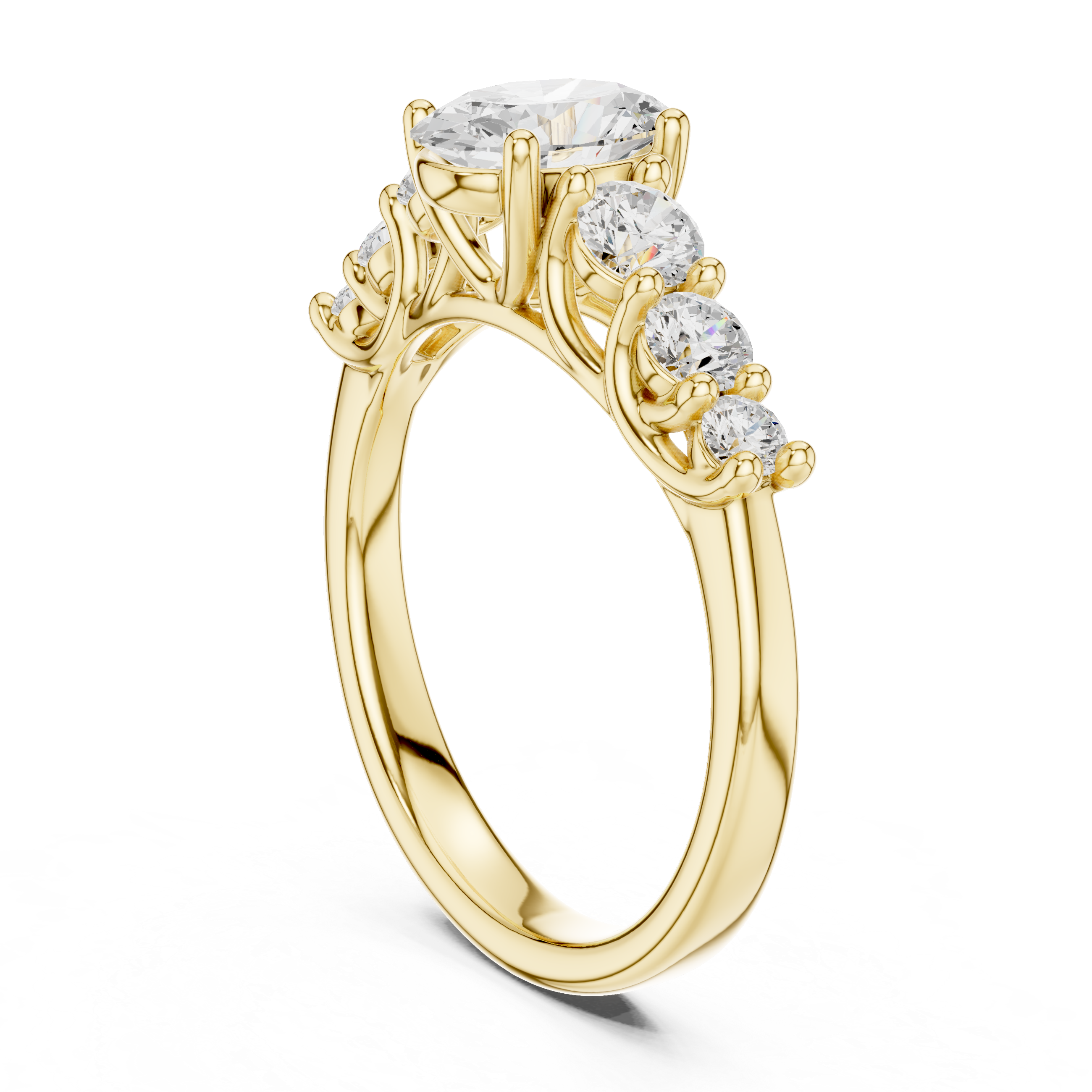 Oval Diamond Engagement Ring with Graduated Side Stones