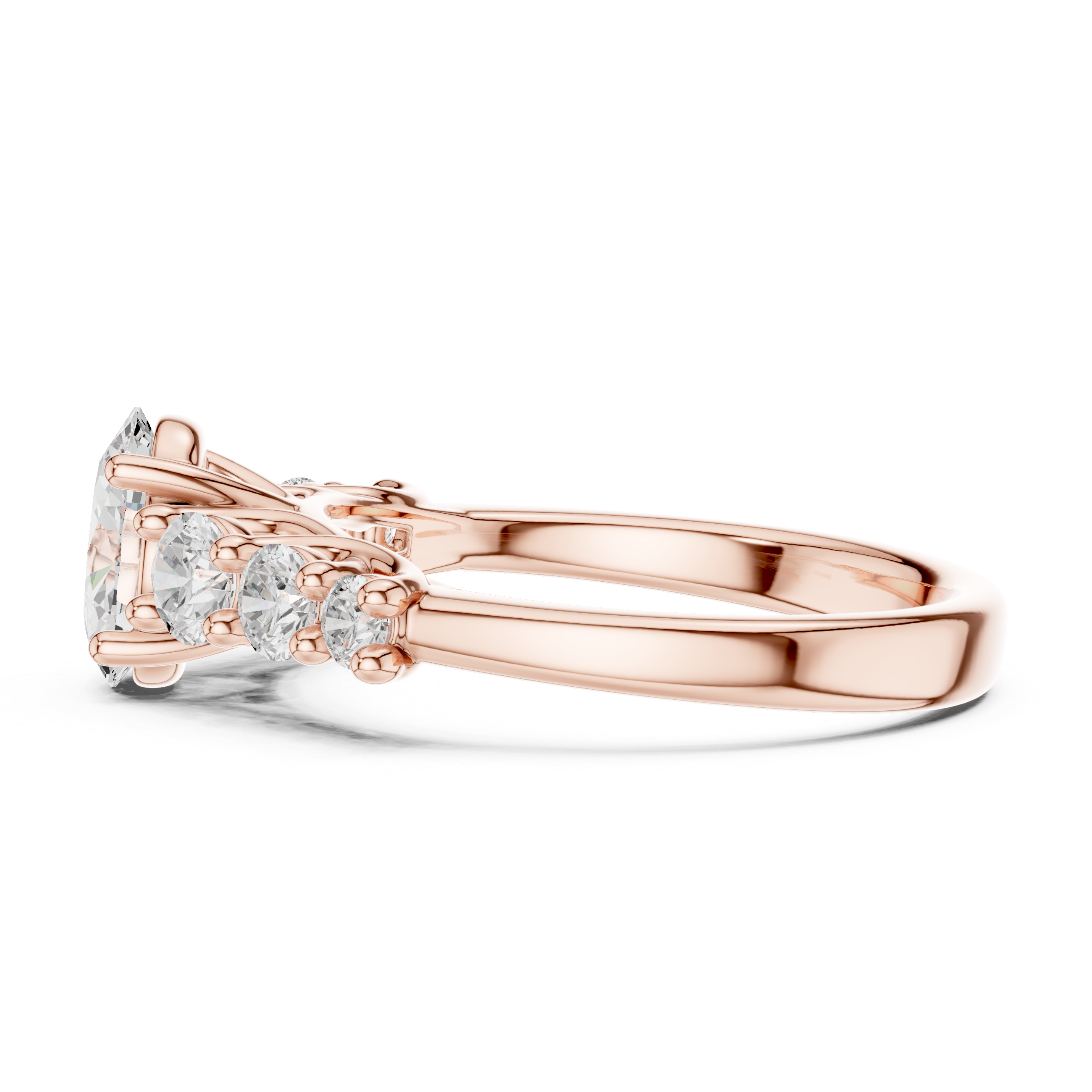 Oval Diamond Engagement Ring with Graduated Side Stones
