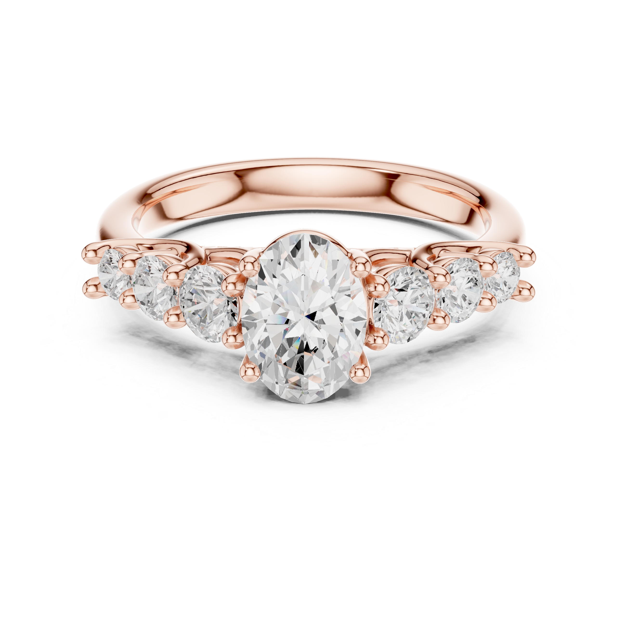Oval Diamond Engagement Ring with Graduated Side Stones
