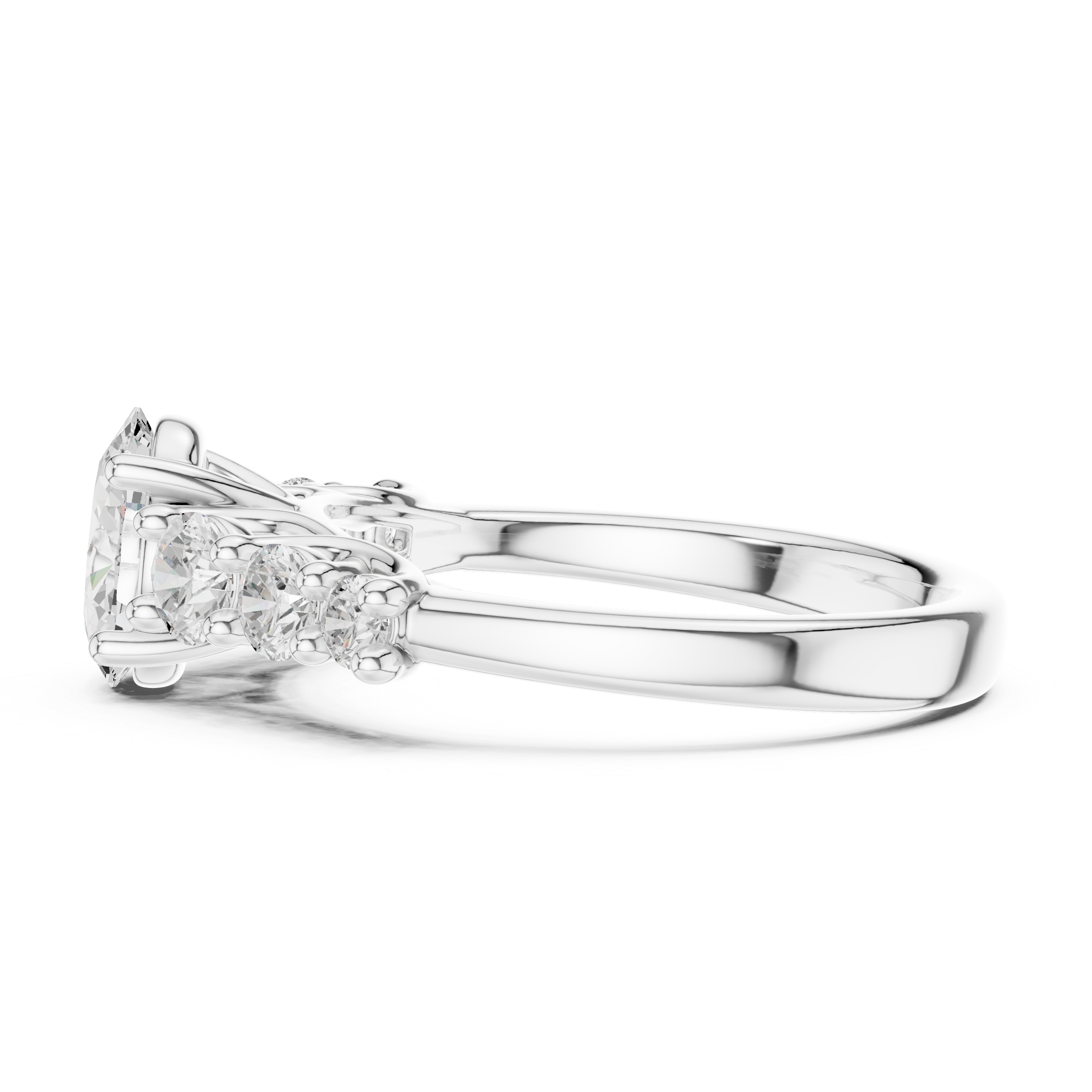 Oval Diamond Engagement Ring with Graduated Side Stones