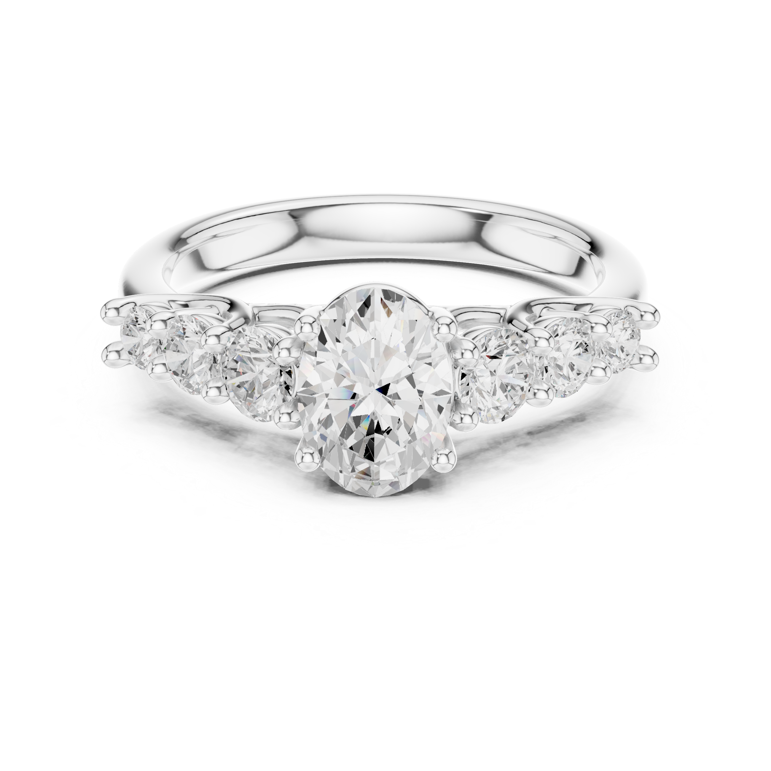 Oval Diamond Engagement Ring with Graduated Side Stones