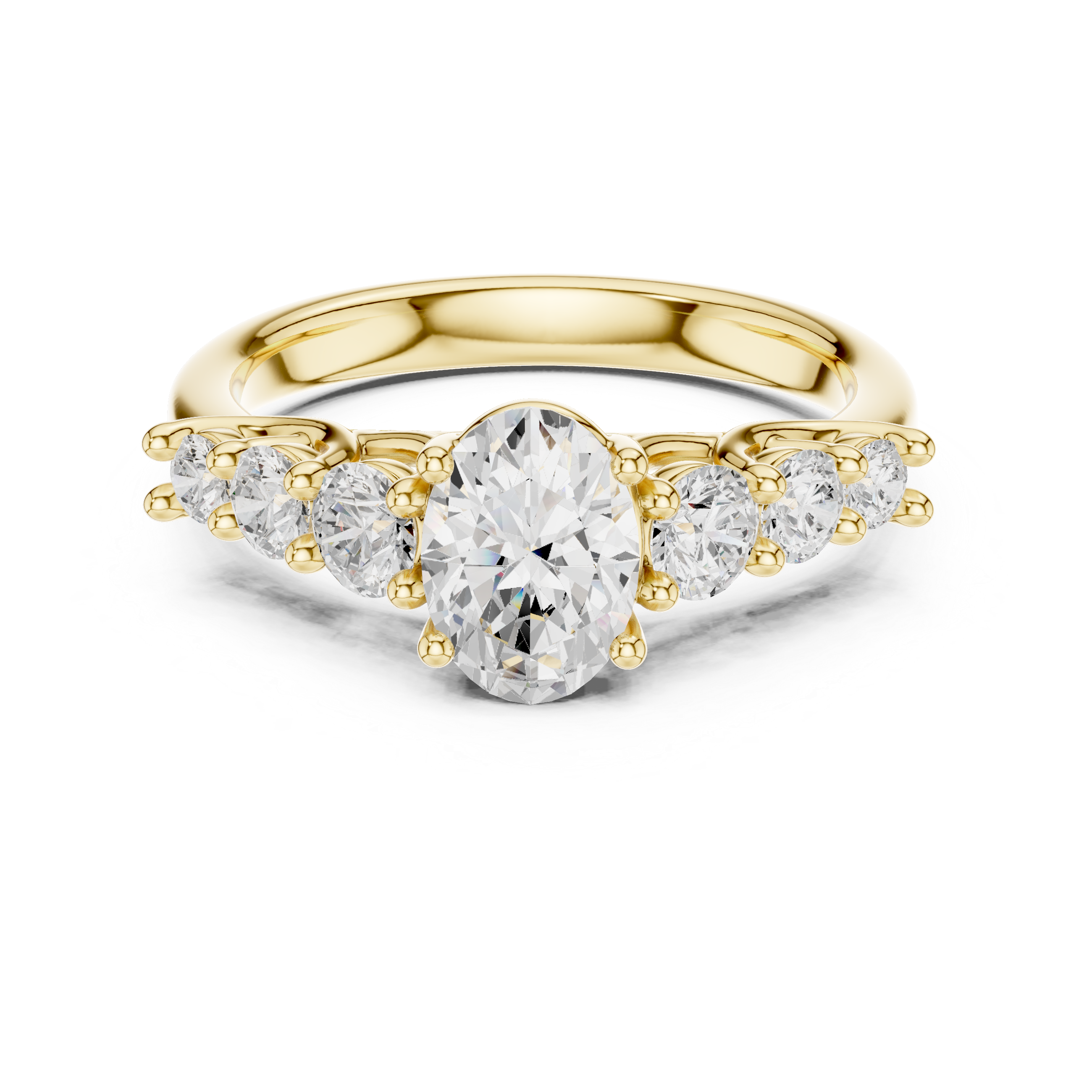 Oval Diamond Engagement Ring with Graduated Side Stones