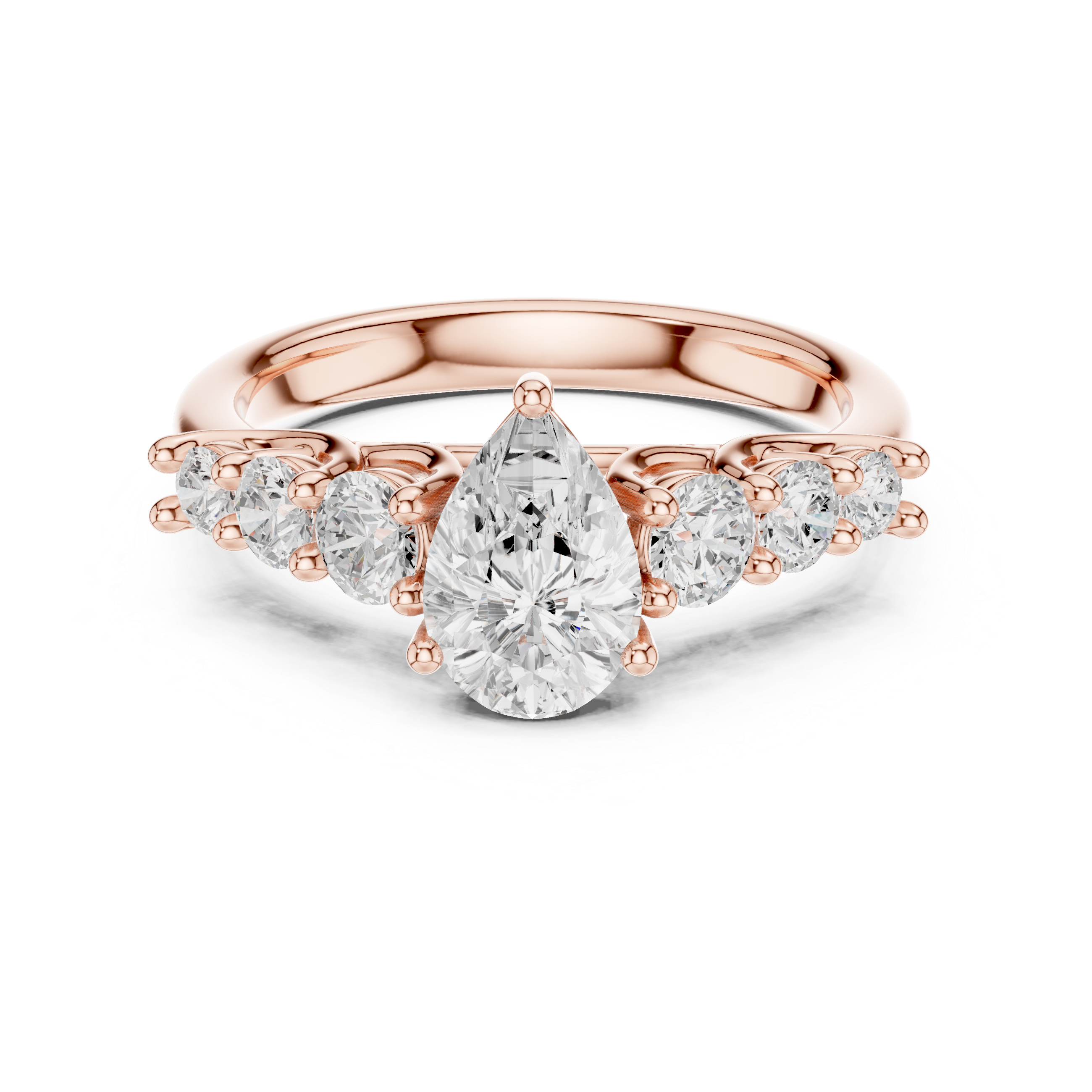 Pear Diamond Engagement Ring with Graduated Side Stones