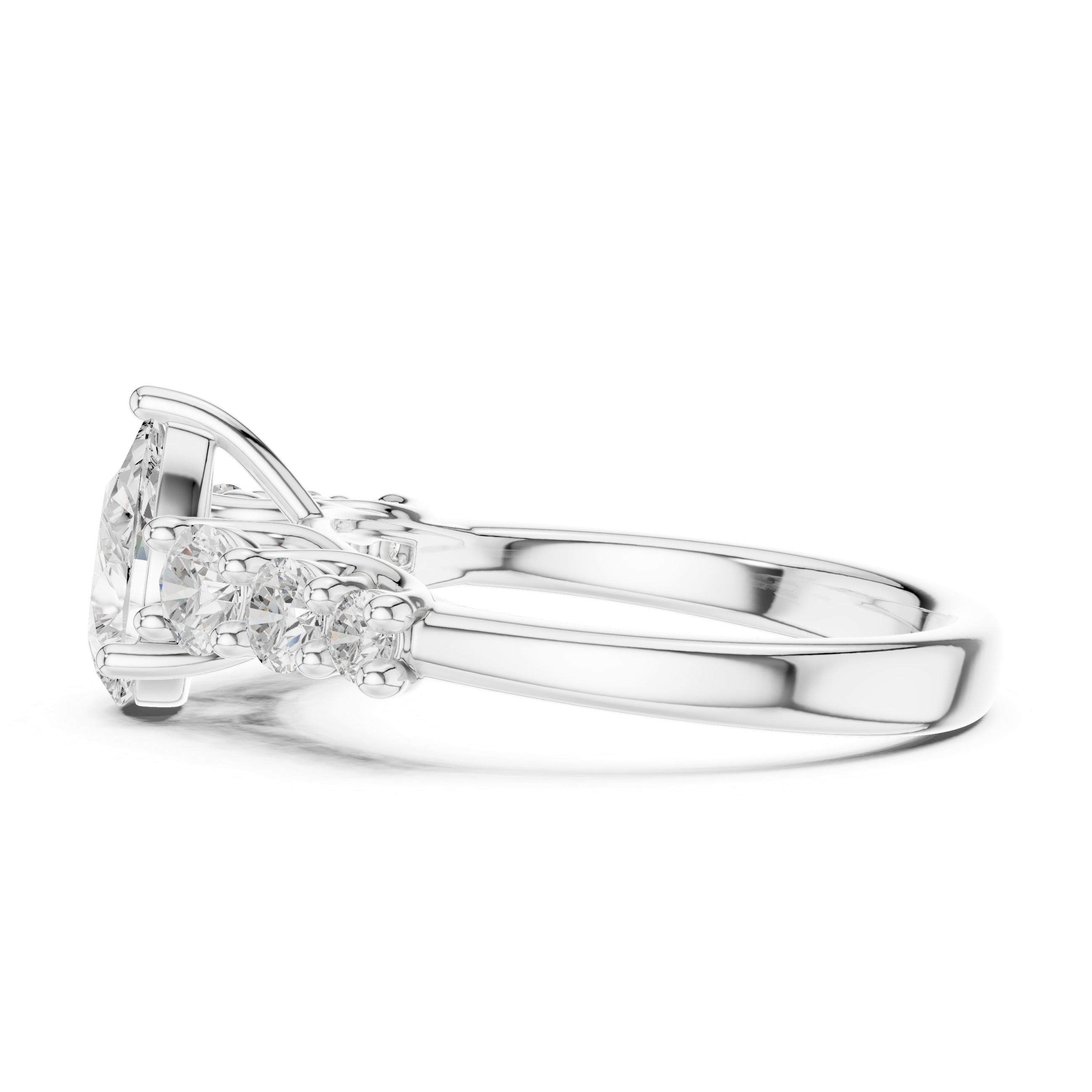 Pear Diamond Engagement Ring with Graduated Side Stones