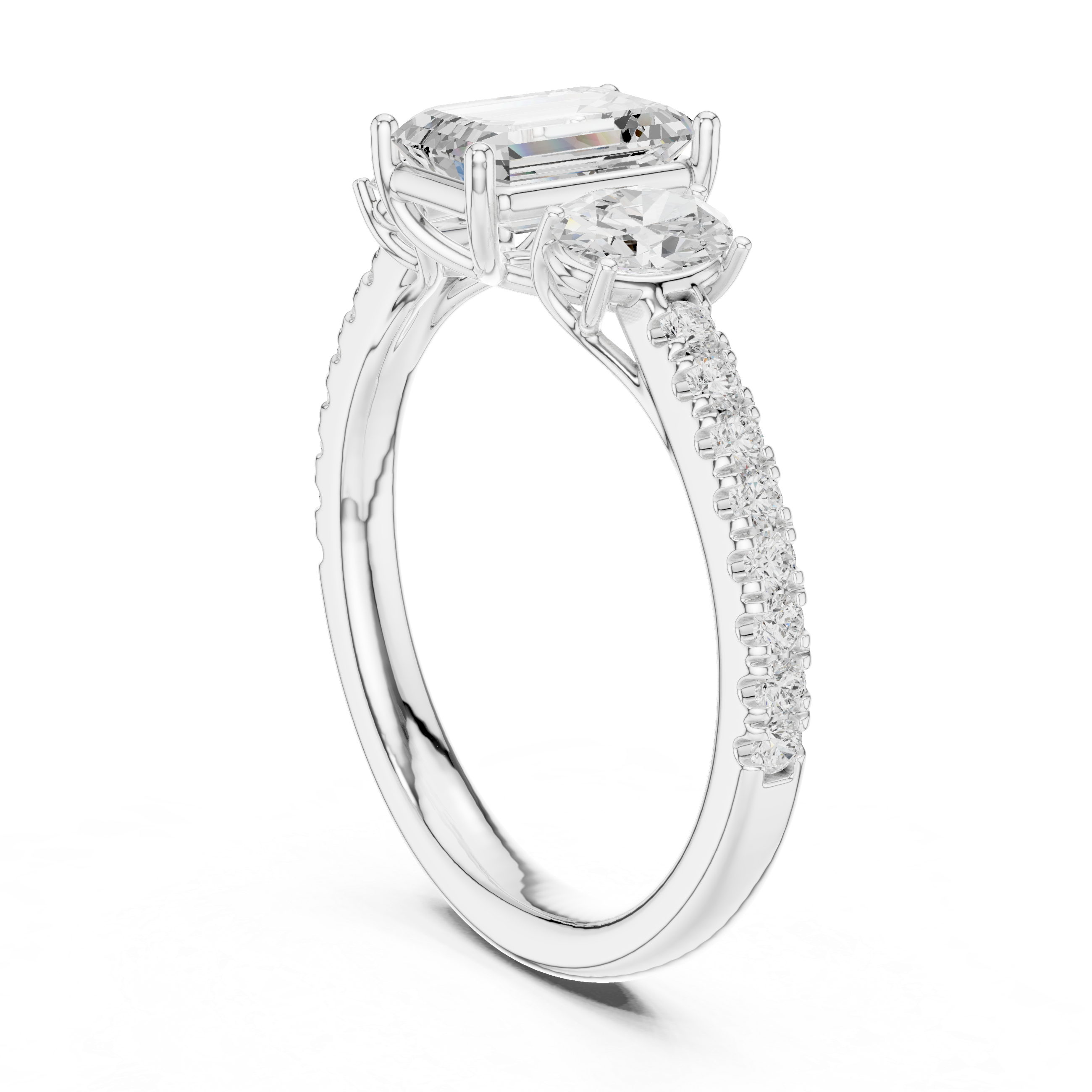 Radiant & Oval Three Stone Engagement Ring
