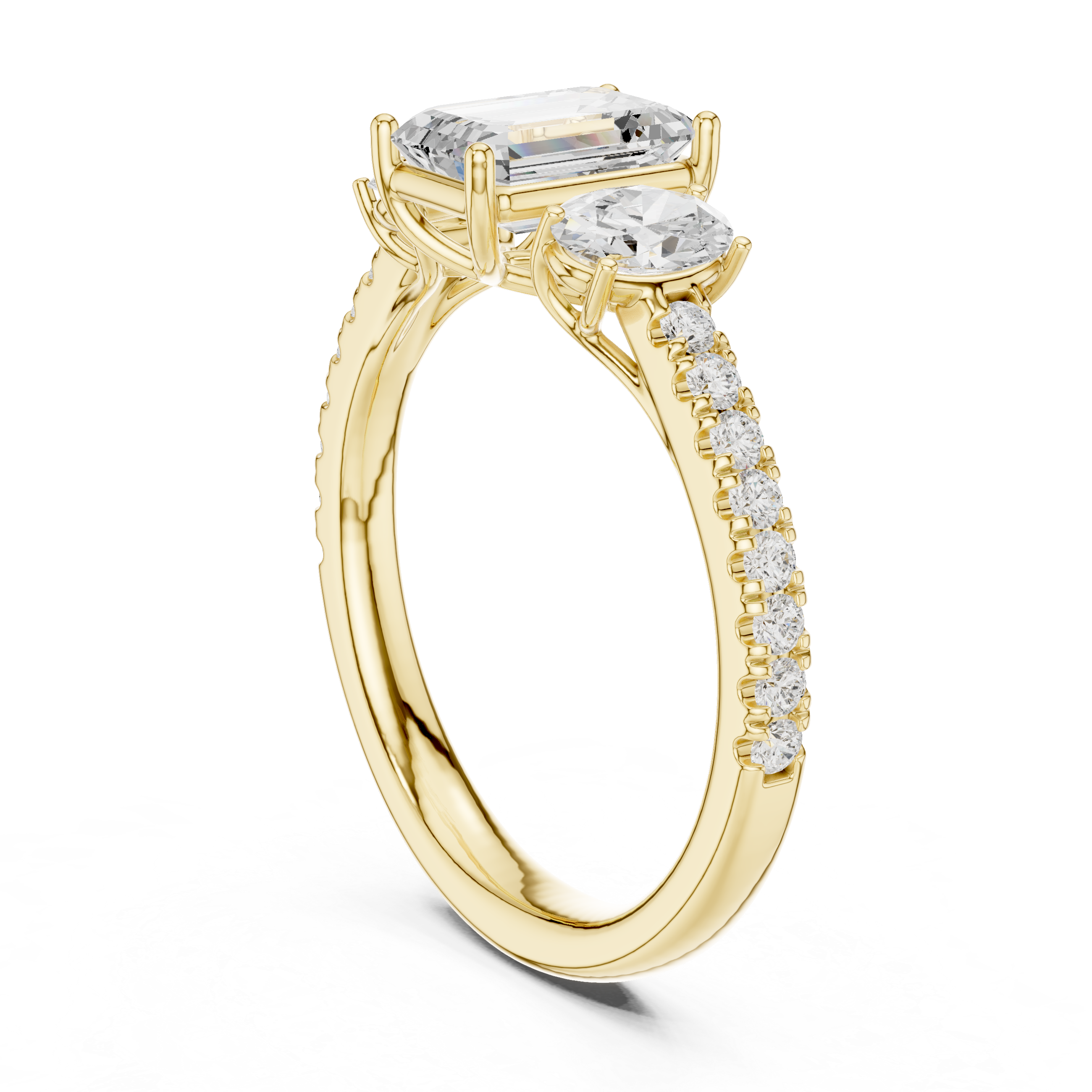 Radiant & Oval Three Stone Engagement Ring