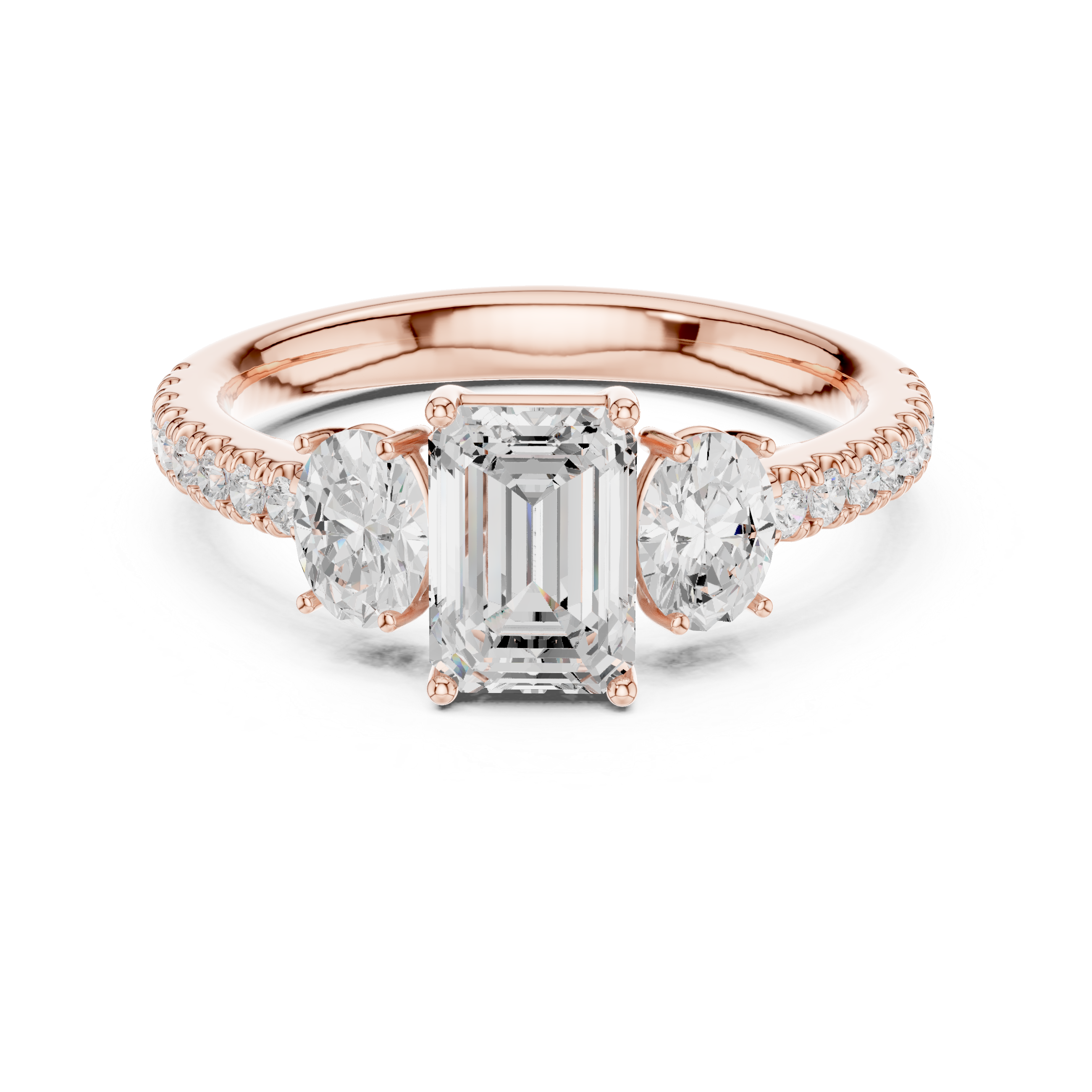 Radiant & Oval Three Stone Engagement Ring