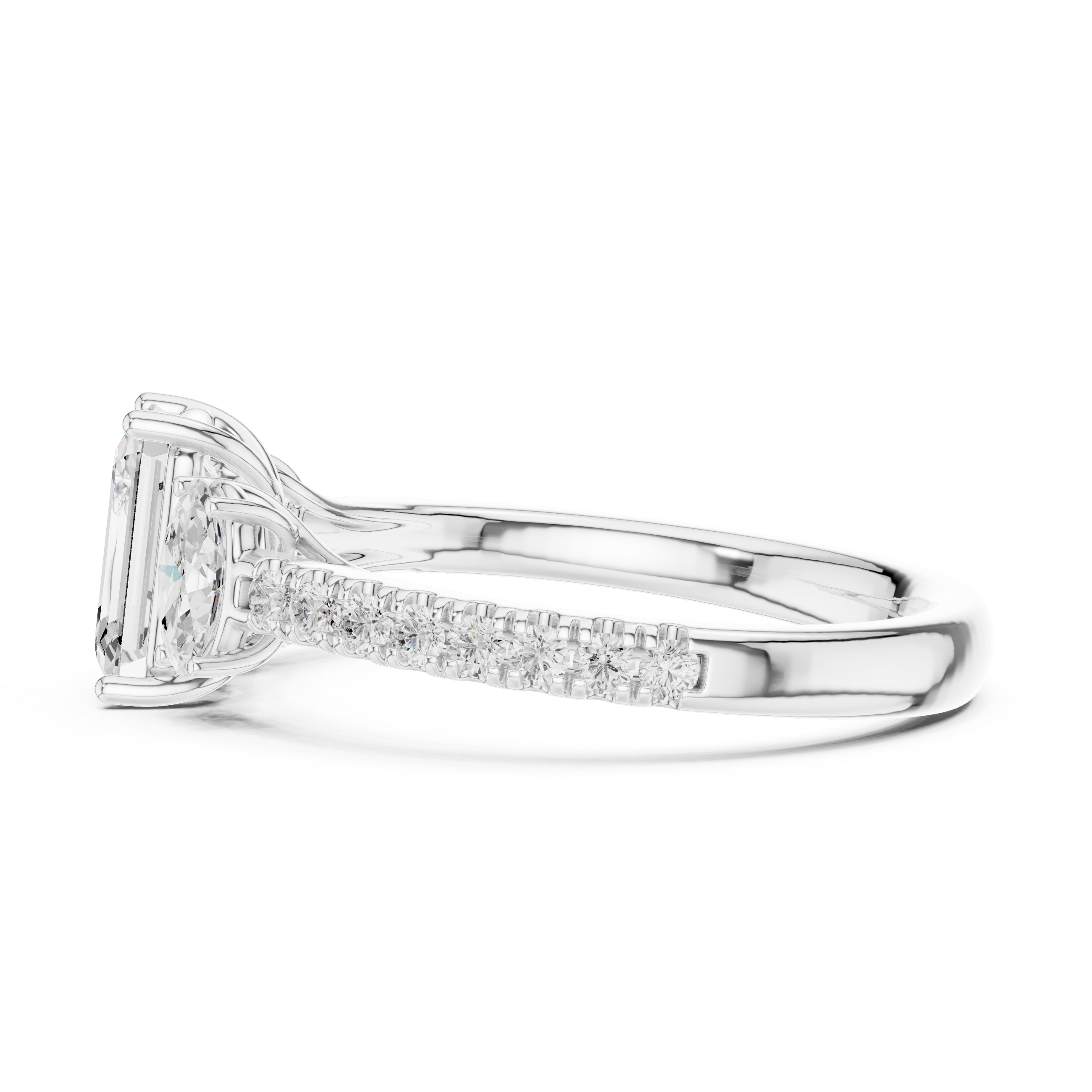 Radiant & Oval Three Stone Engagement Ring