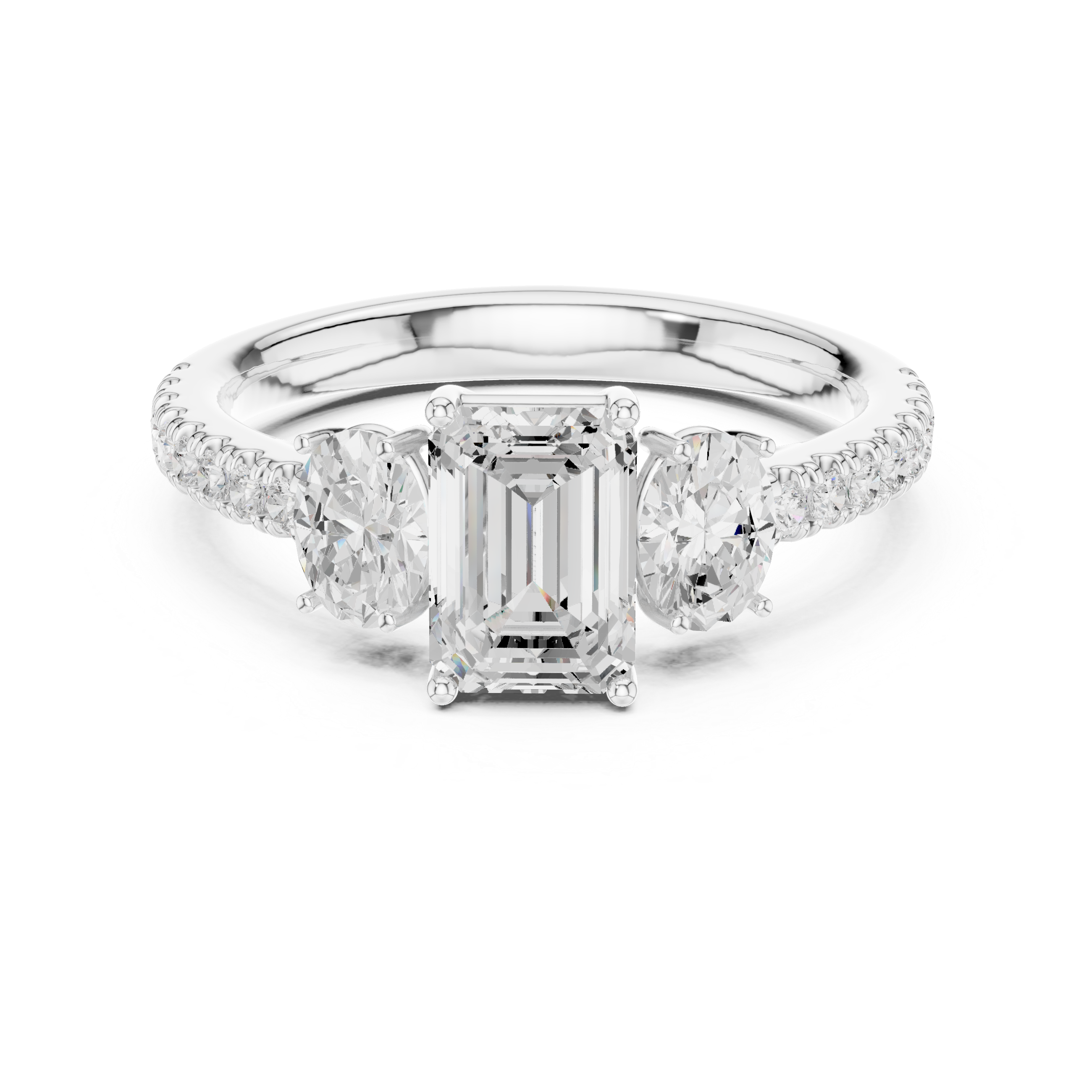 Radiant & Oval Three Stone Engagement Ring