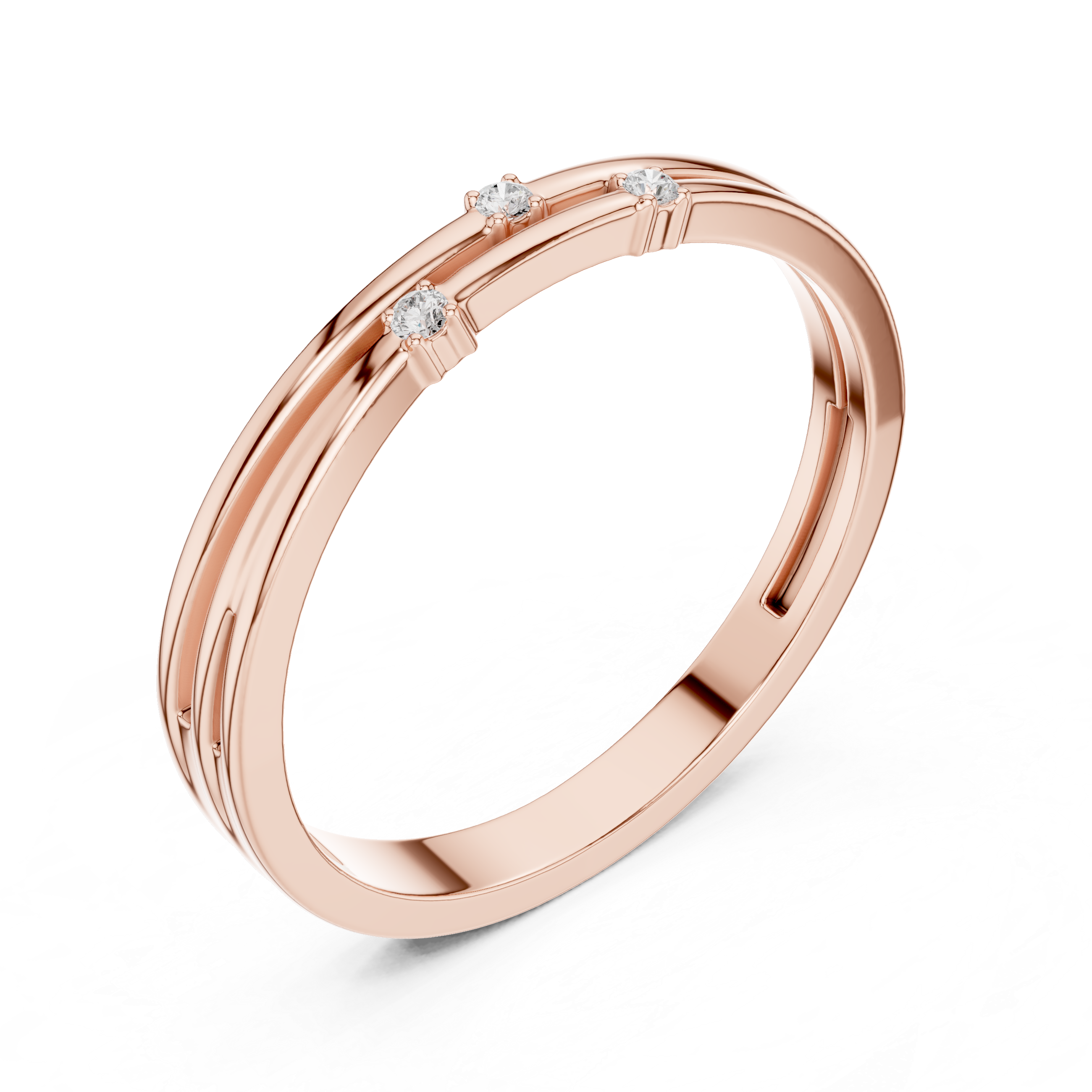 Minimalist Three Diamond Wedding Band
