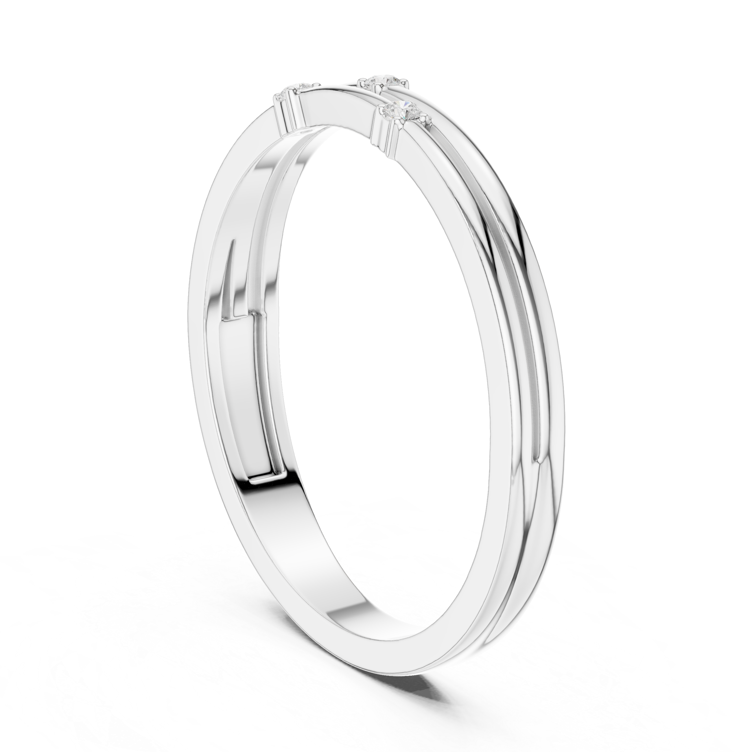 Minimalist Three Diamond Wedding Band