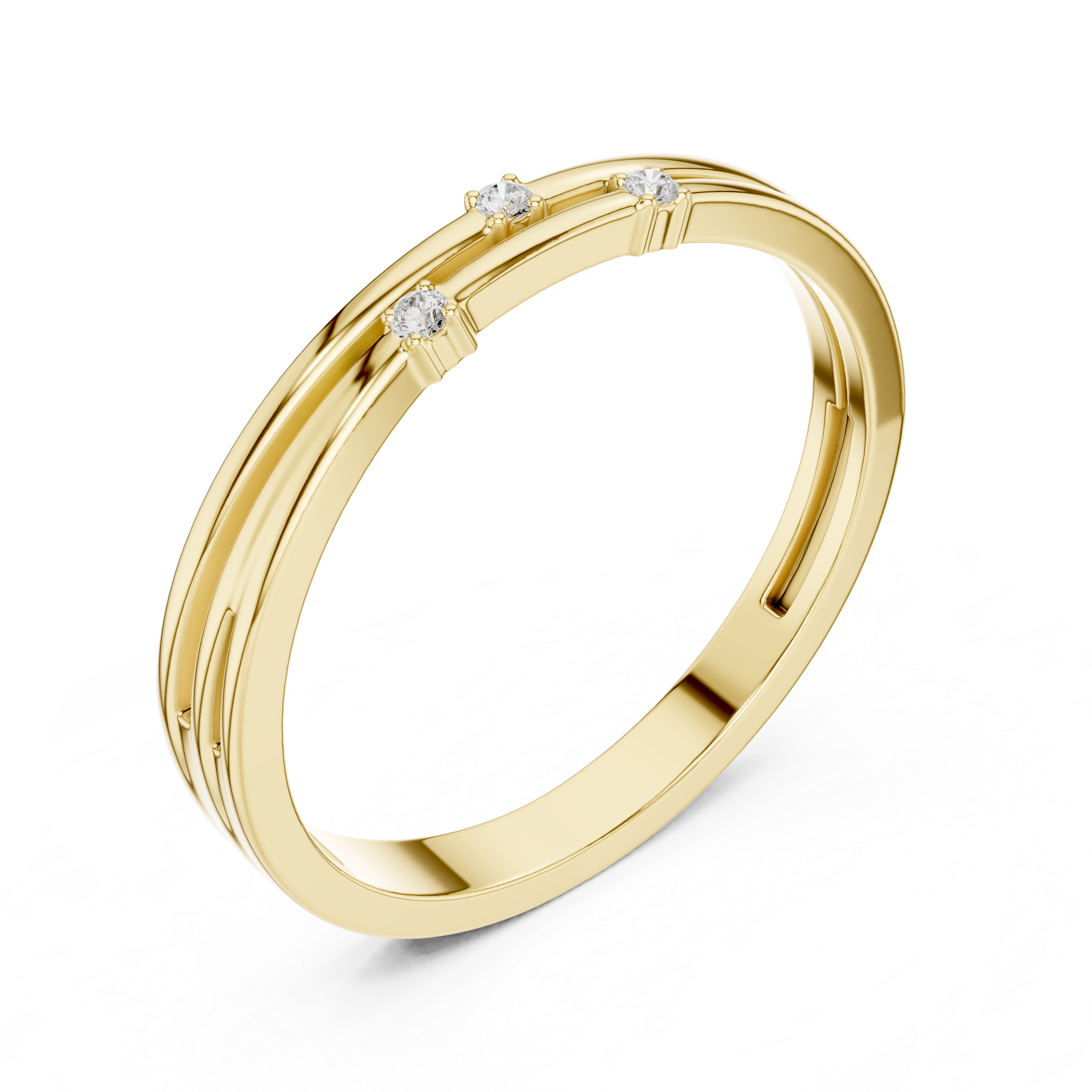 Minimalist Three Diamond Wedding Band