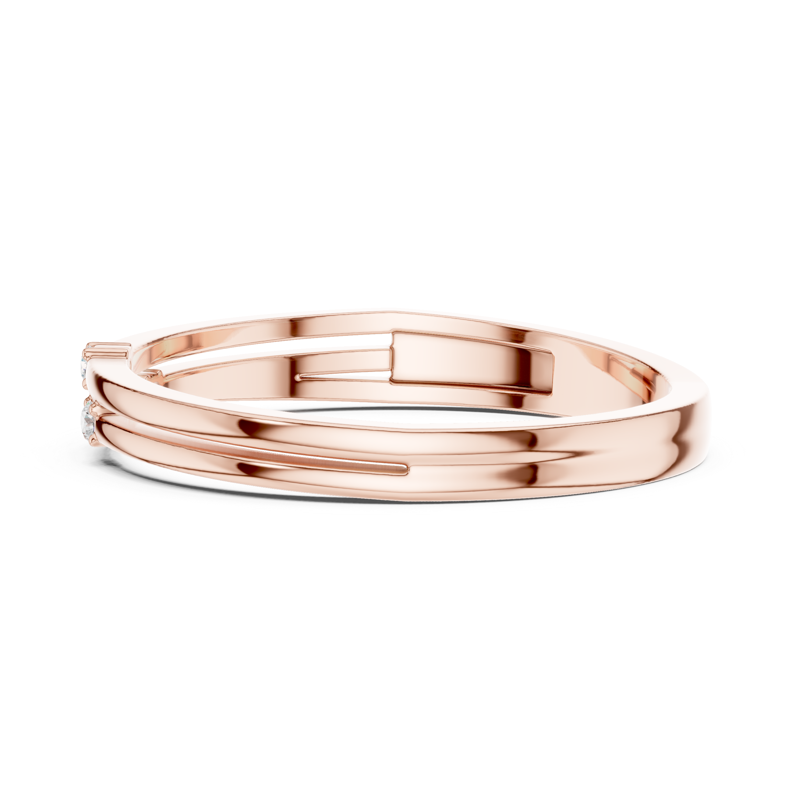 Minimalist Three Diamond Wedding Band