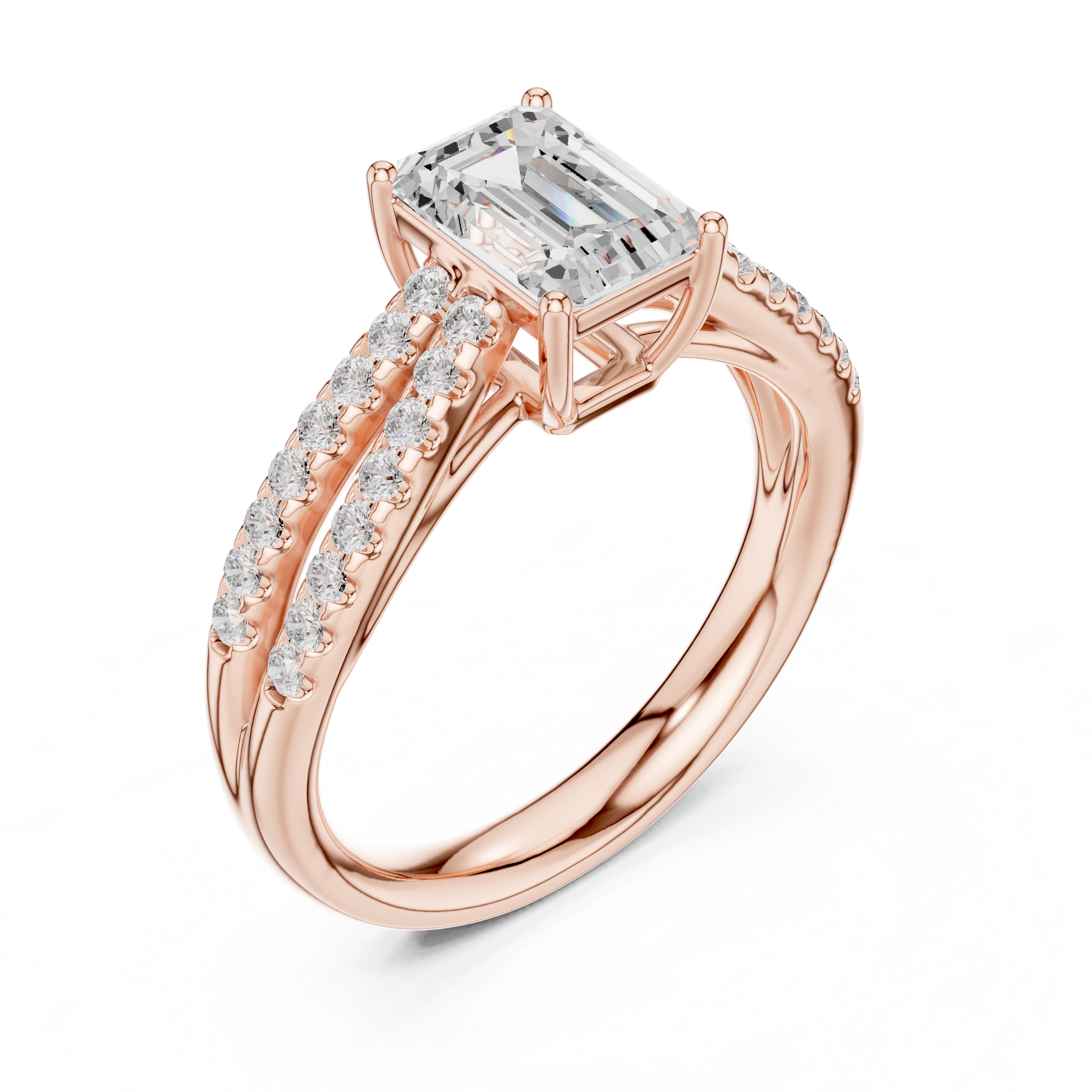 Radiant Split Shank Diamond Engagement Ring