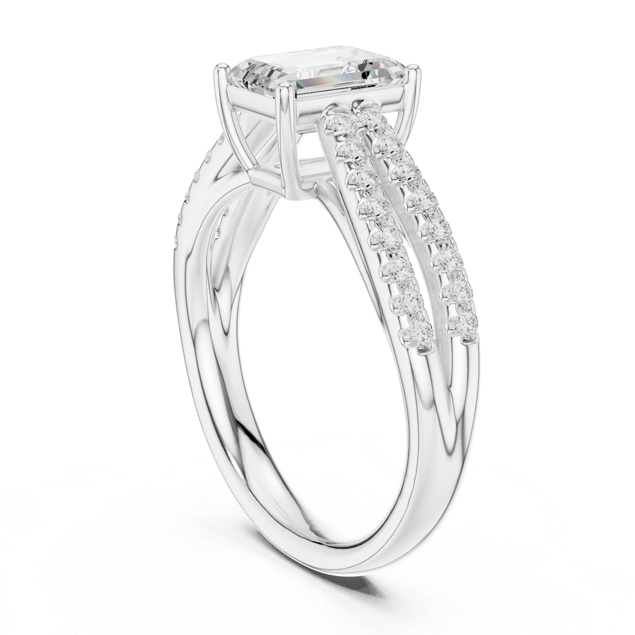 Radiant Split Shank Diamond Engagement Ring