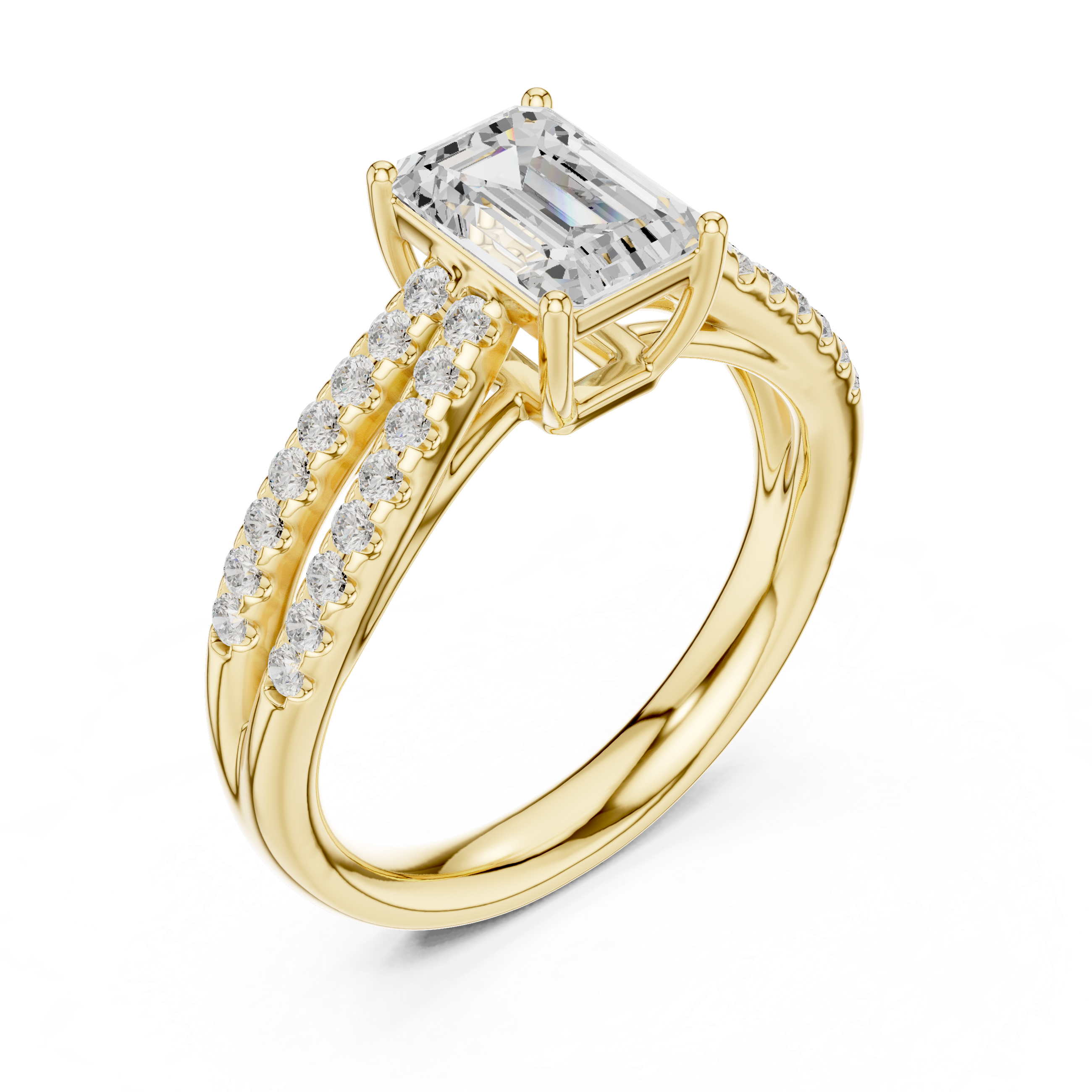 Radiant Split Shank Diamond Engagement Ring