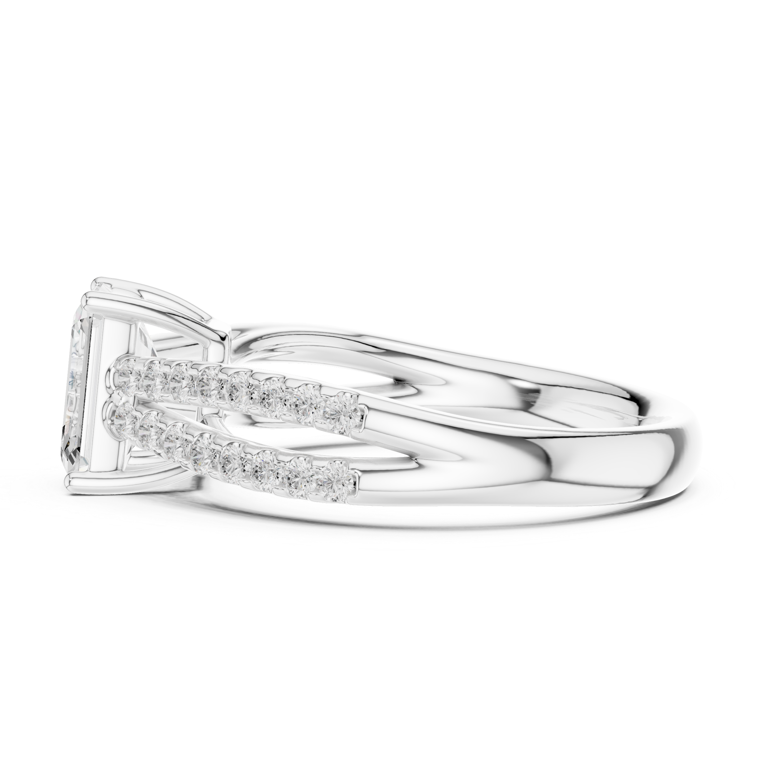 Radiant Split Shank Diamond Engagement Ring