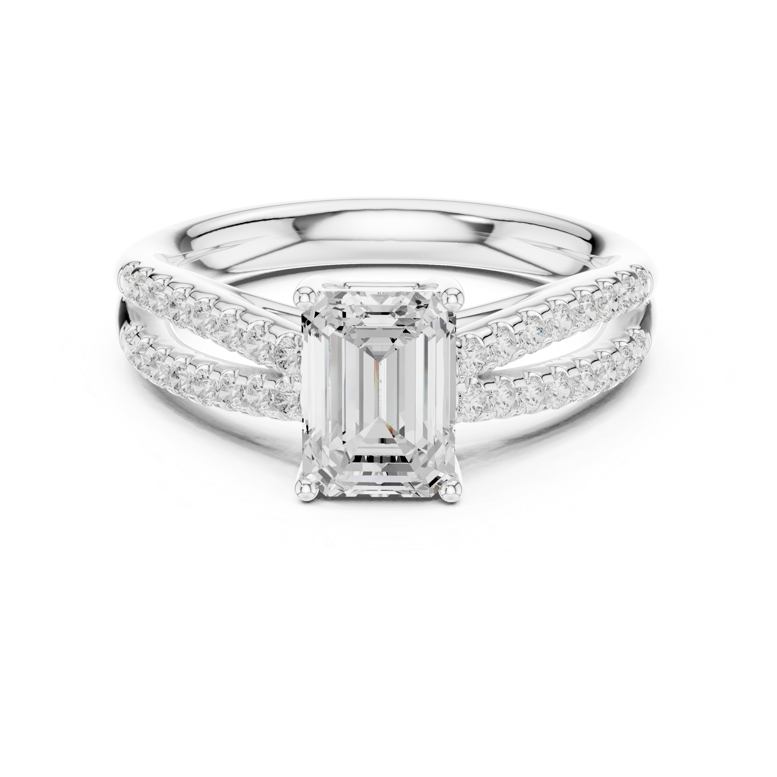 Radiant Split Shank Diamond Engagement Ring