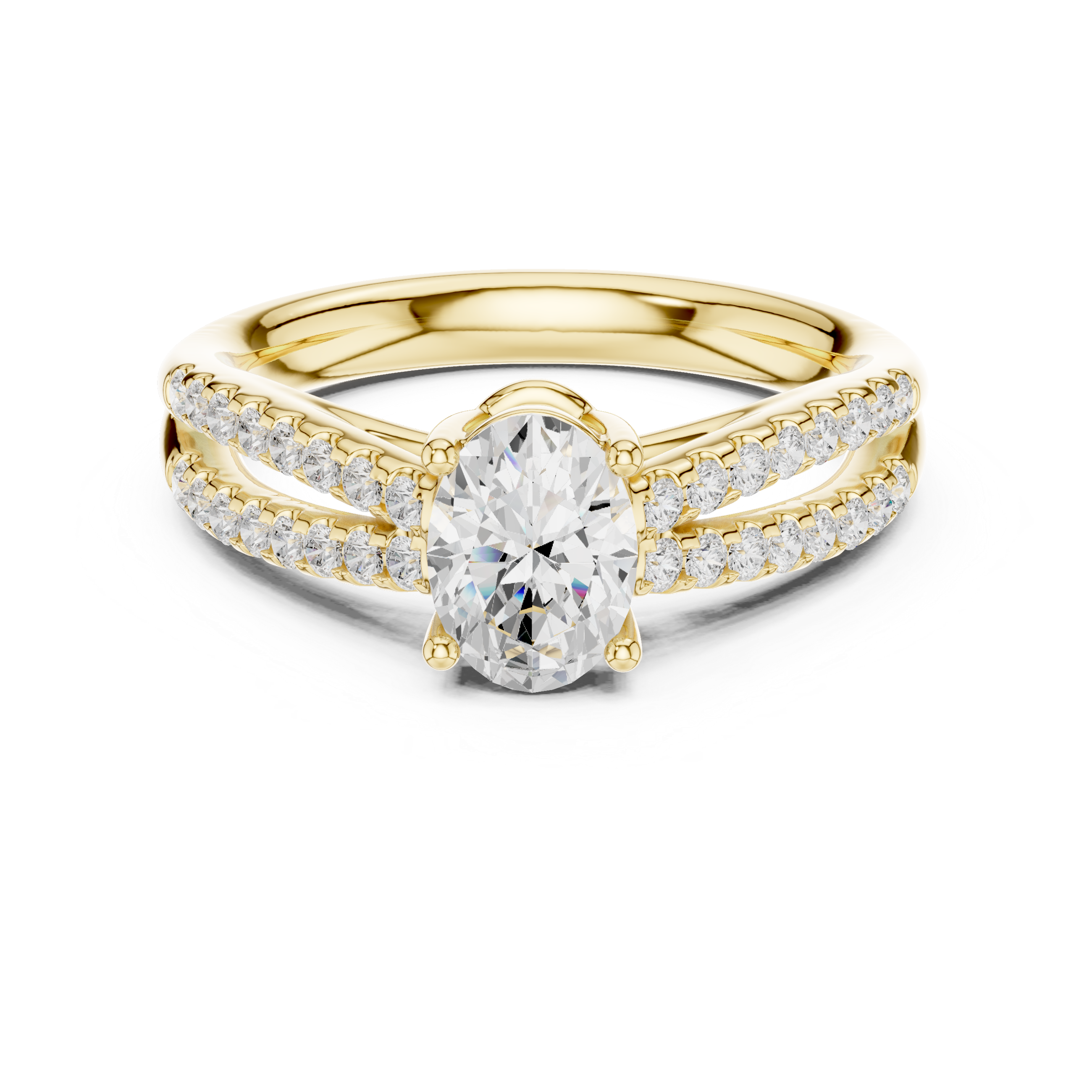 Oval Split Shank Diamond Engagement Ring