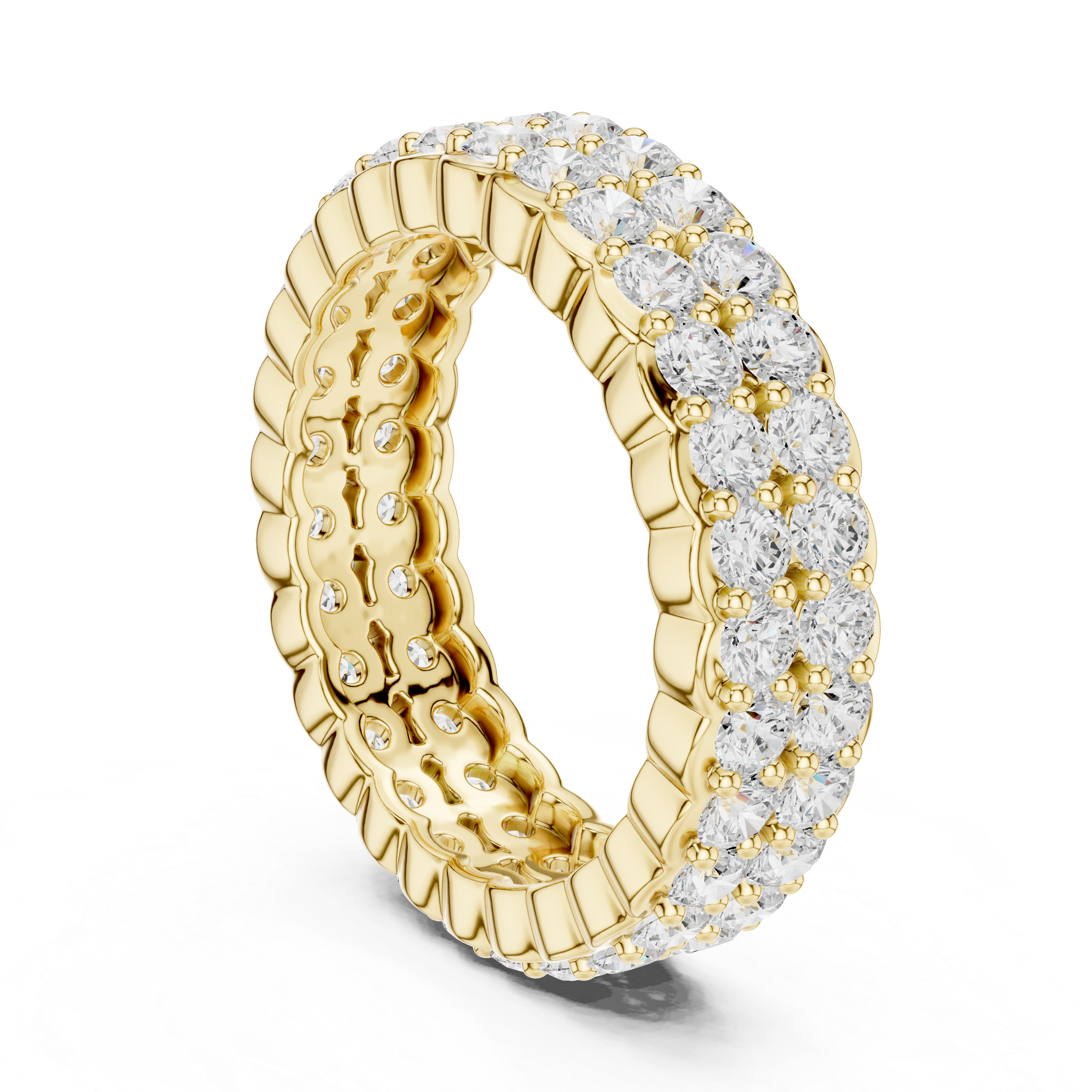 Triple Row Diamond Eternity Wedding Band