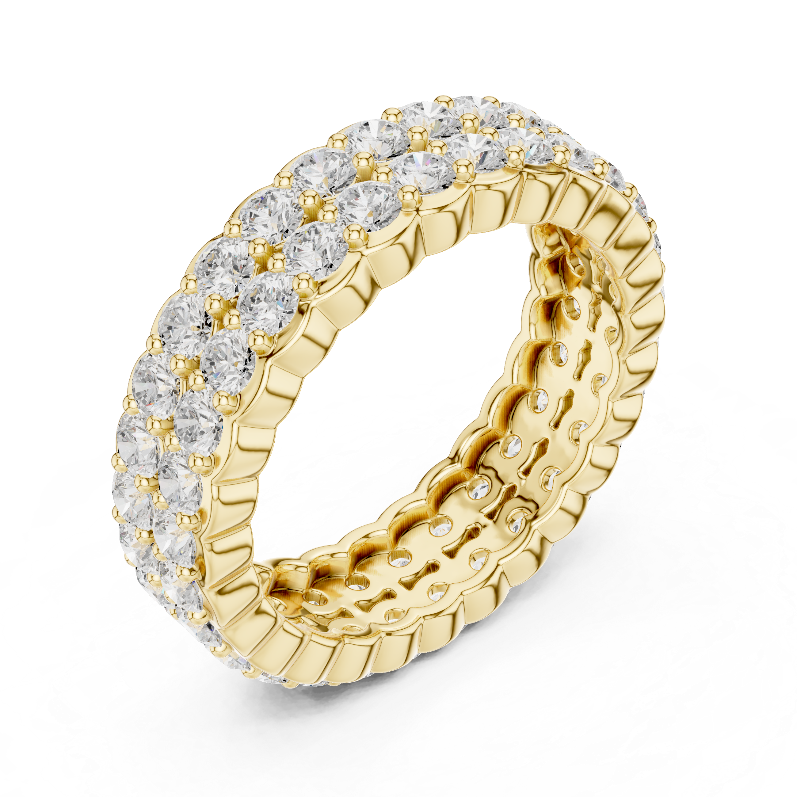 Triple Row Diamond Eternity Wedding Band