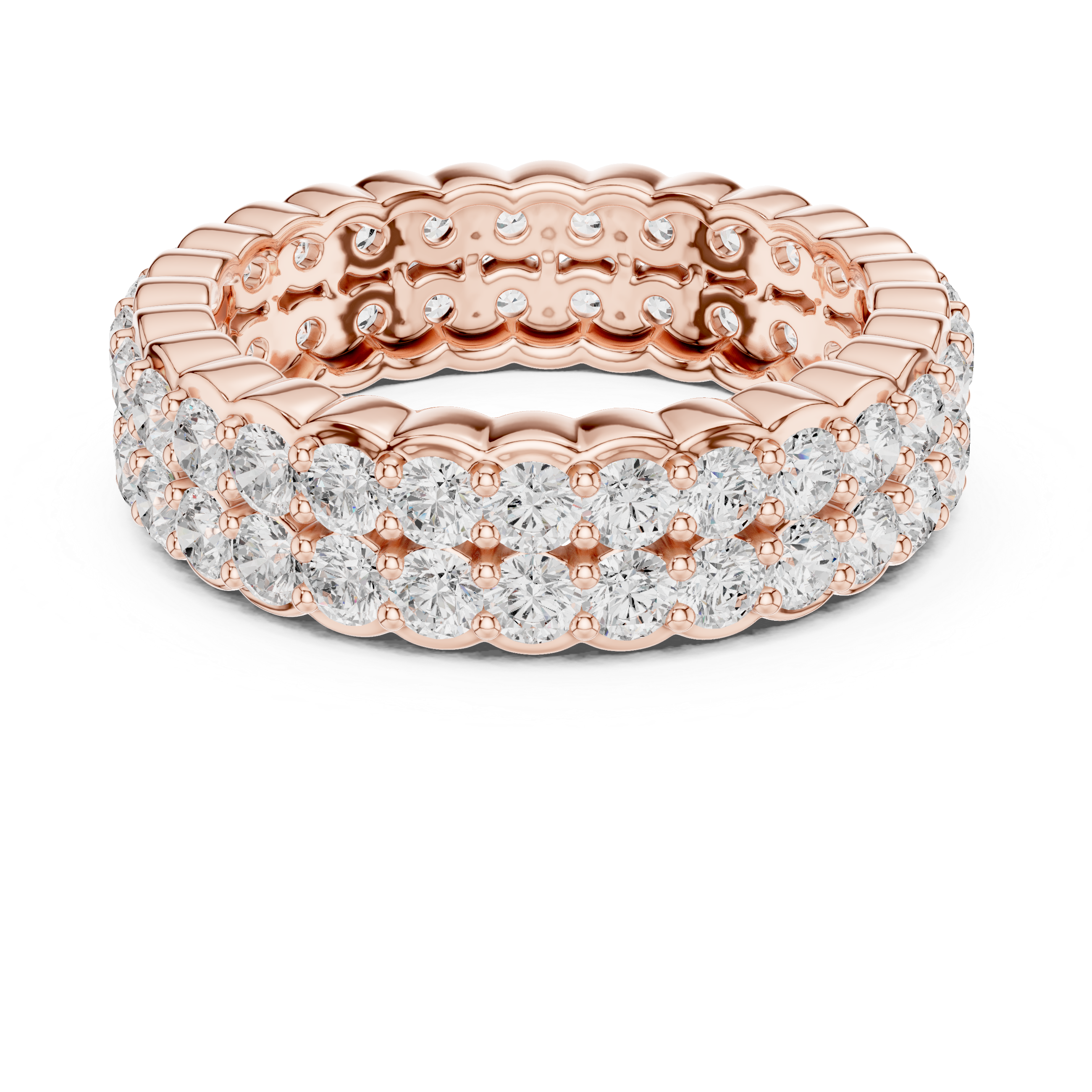 Triple Row Diamond Eternity Wedding Band