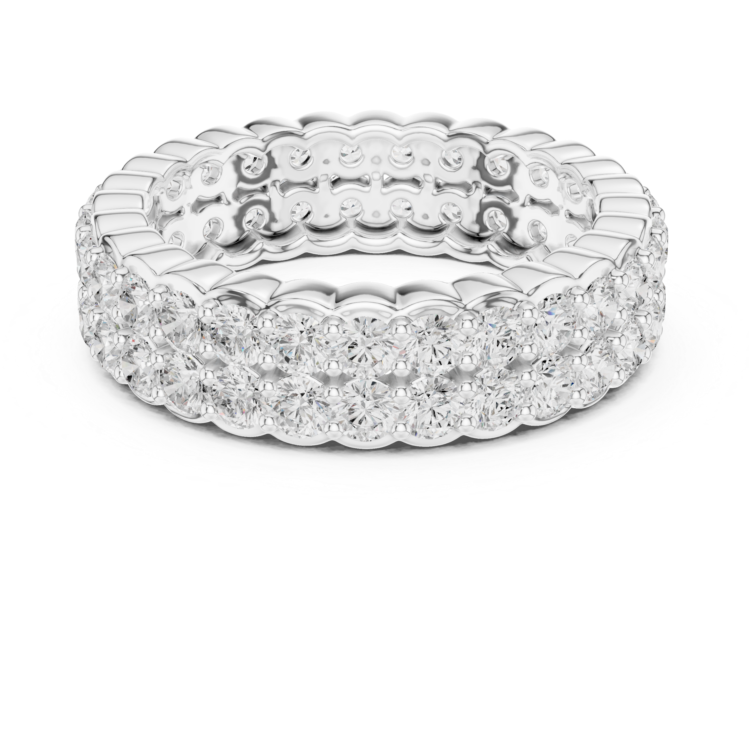 Triple Row Diamond Eternity Wedding Band
