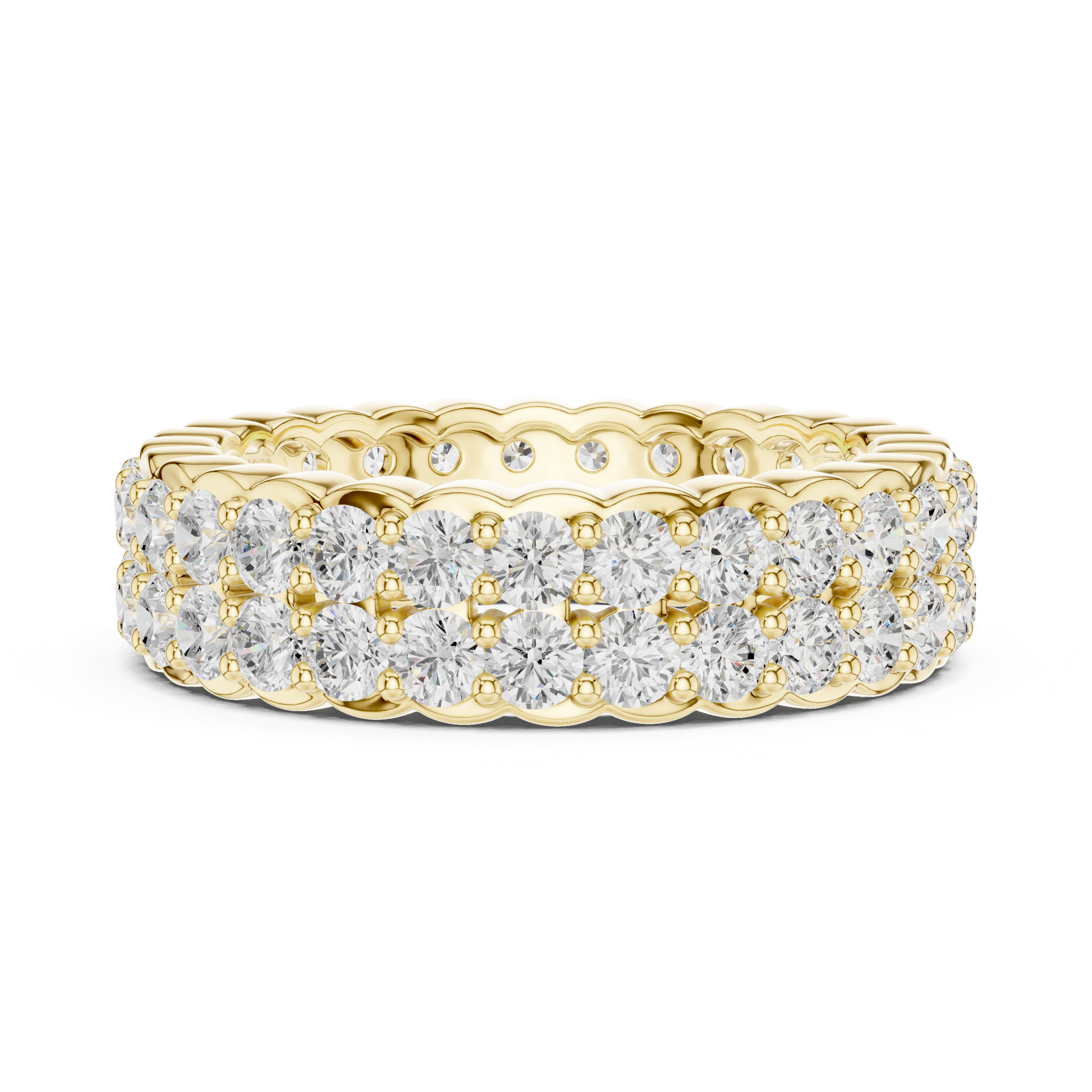 Triple Row Diamond Eternity Wedding Band