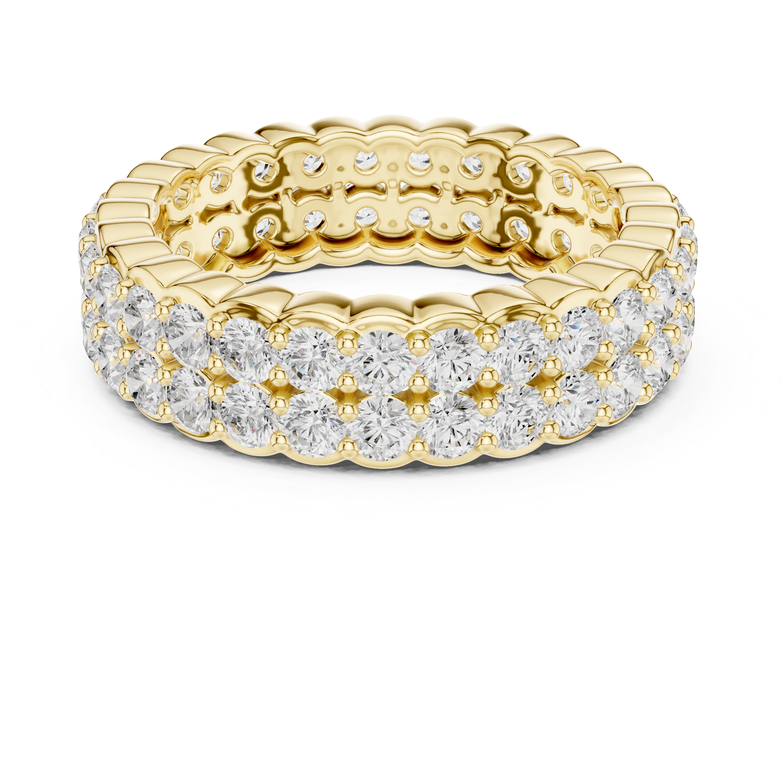 Triple Row Diamond Eternity Wedding Band