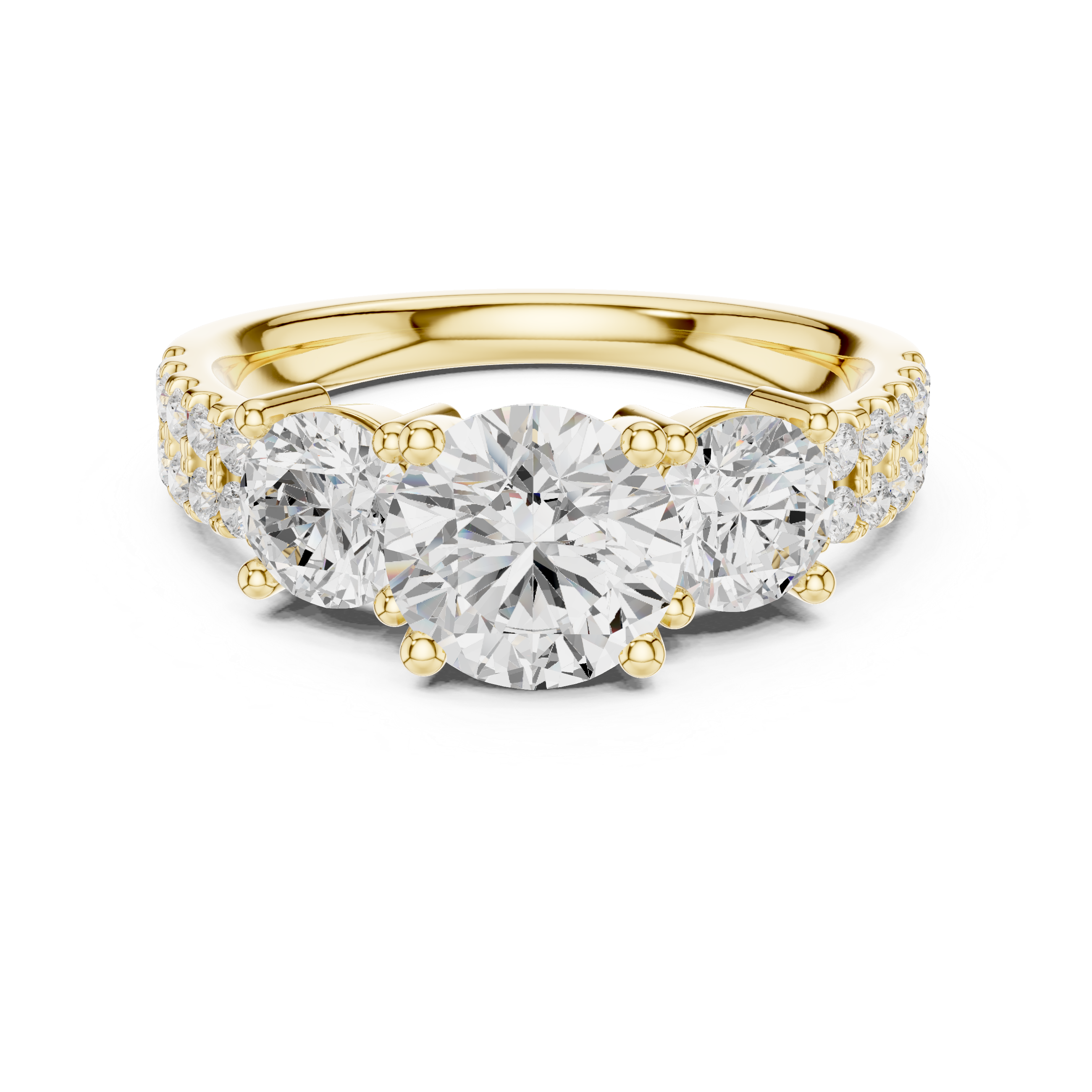 Round Three Stone Diamond Engagement Ring