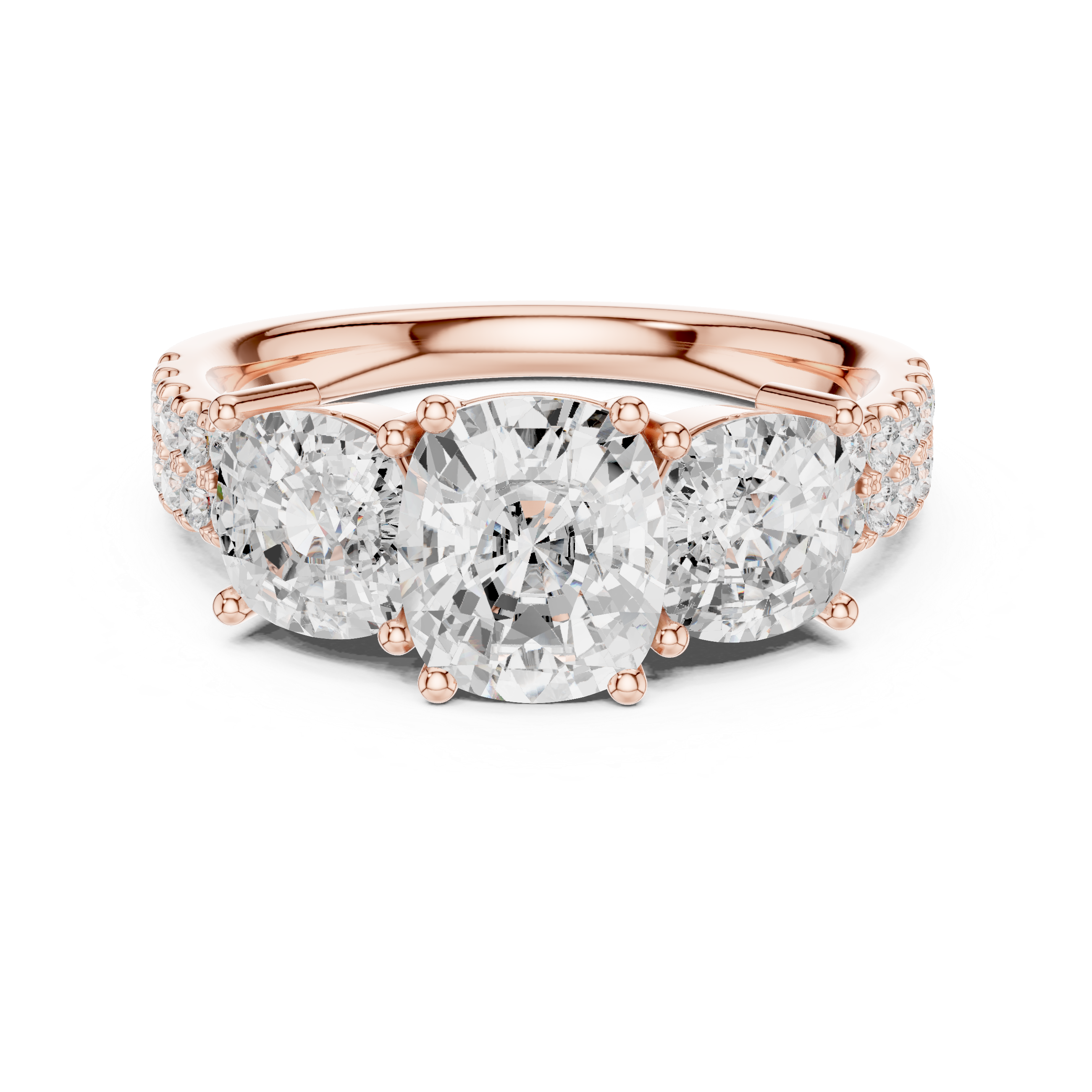 Cushion Three Stone Diamond Engagement Ring