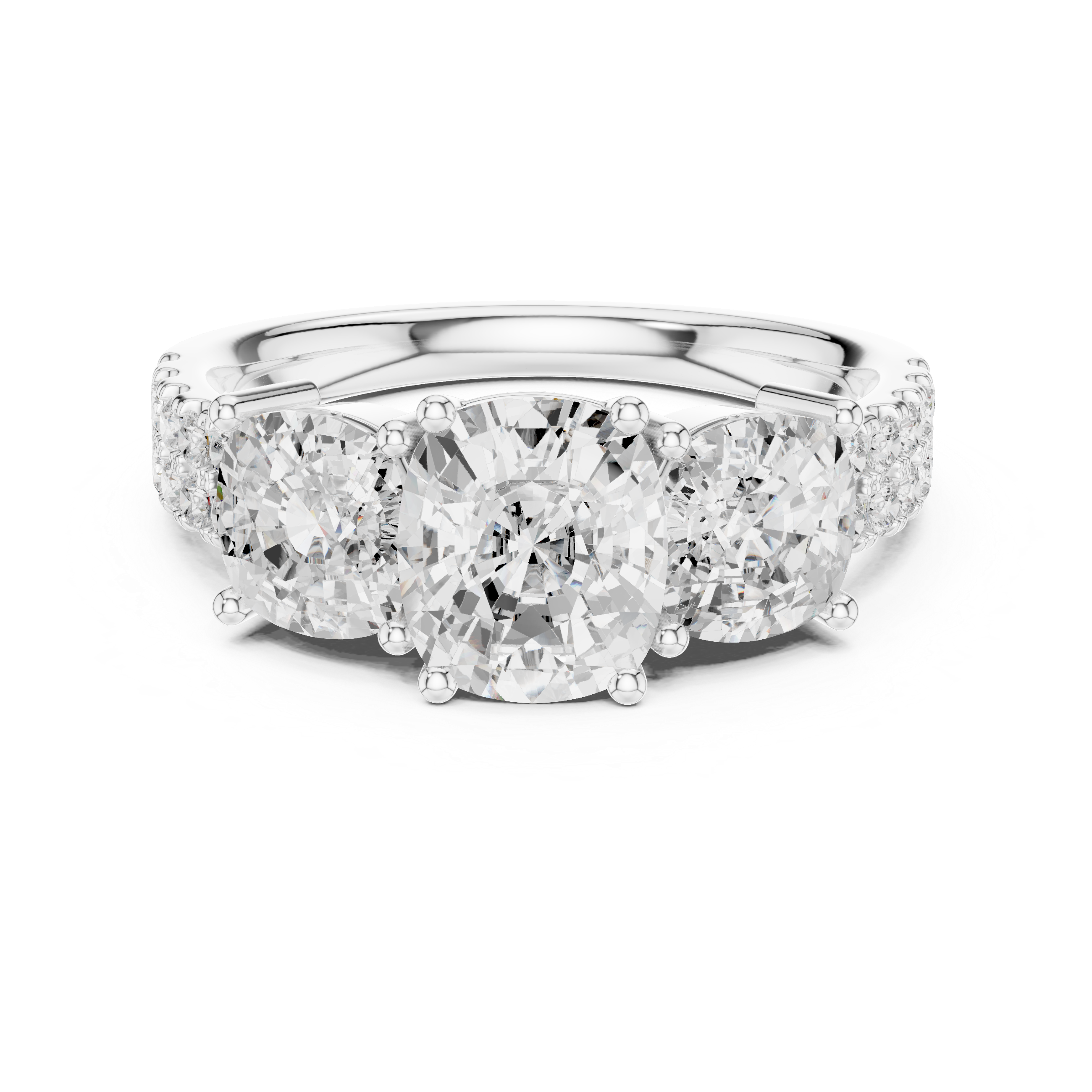 Cushion Three Stone Diamond Engagement Ring