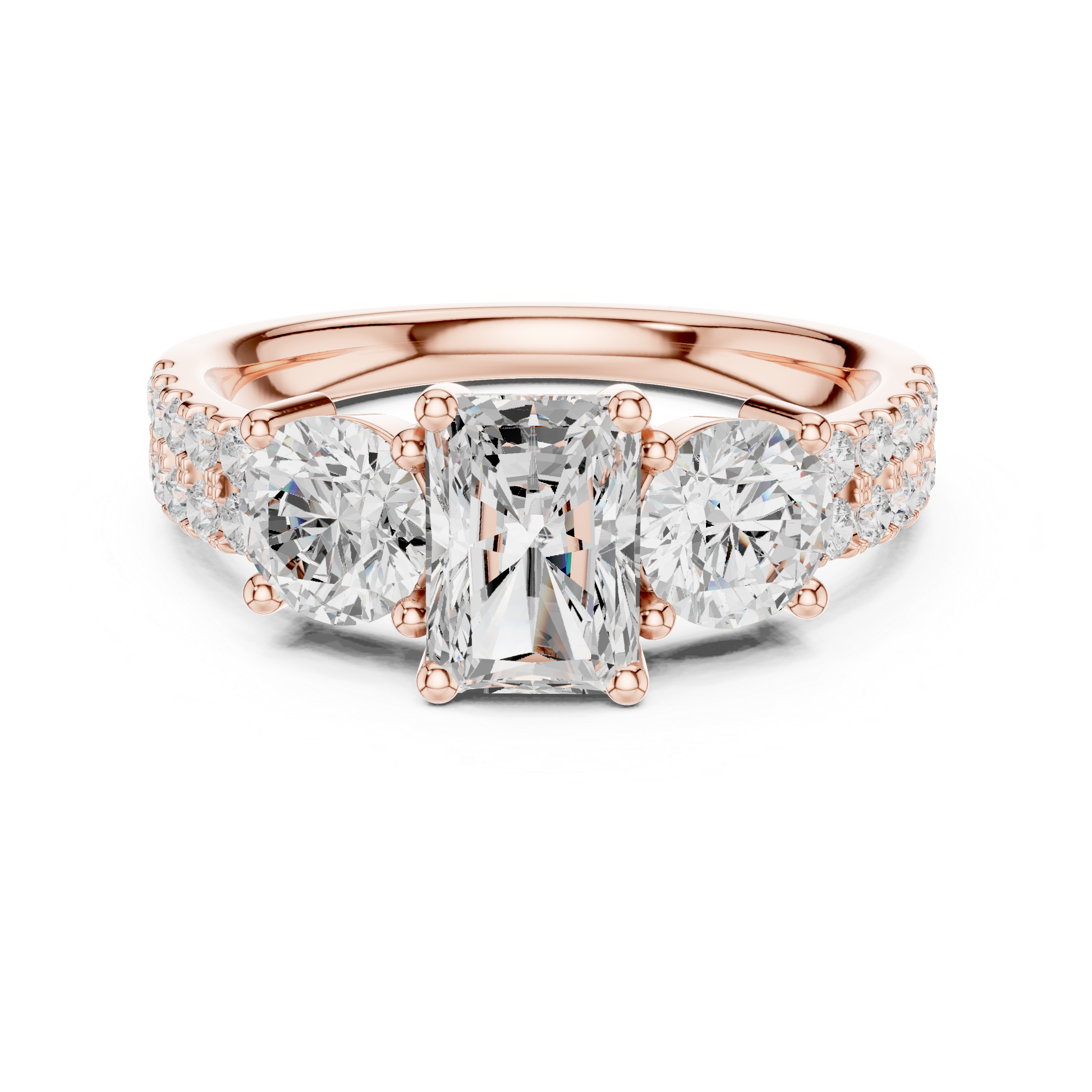 Radiant Three Stone Diamond Engagement Ring