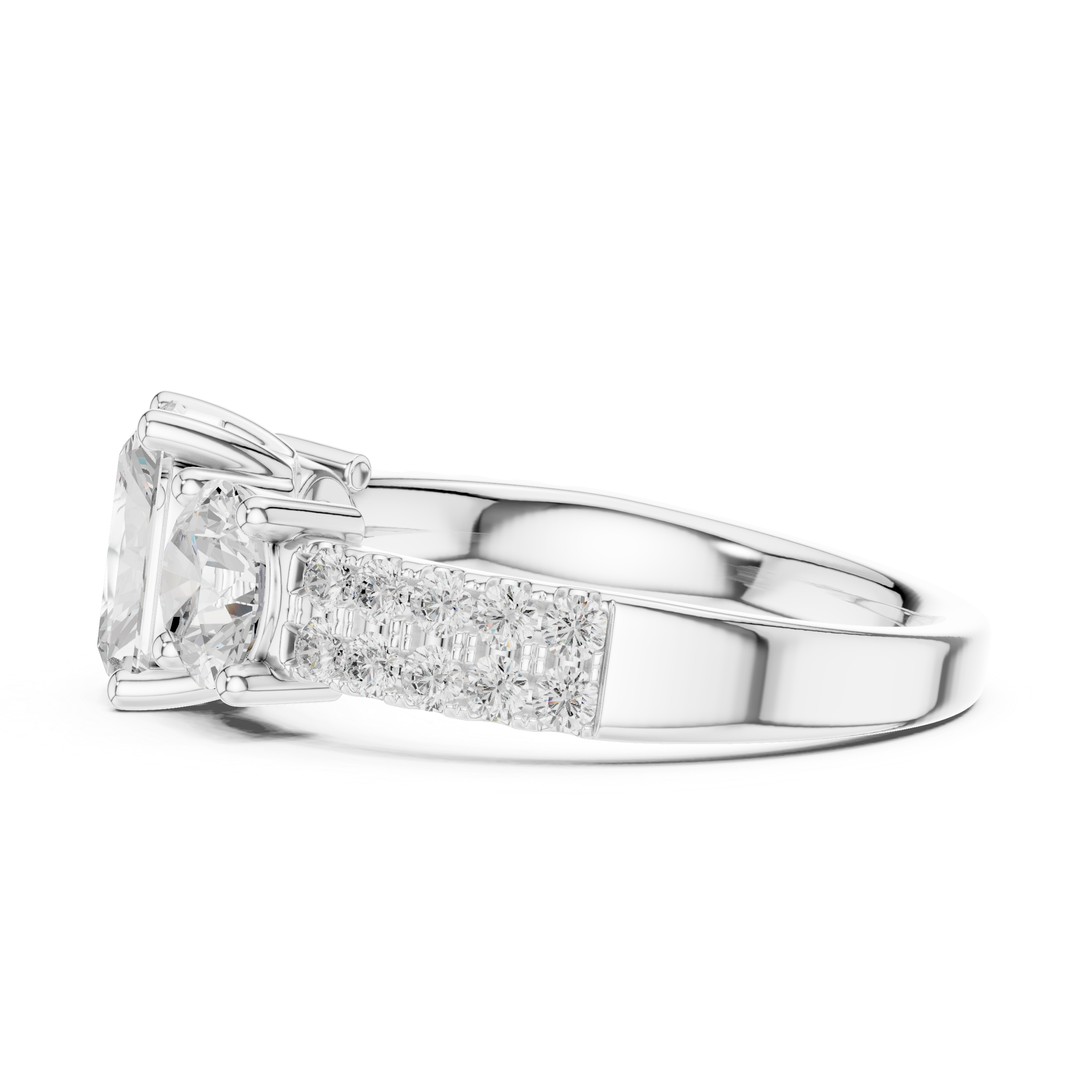 Radiant Three Stone Diamond Engagement Ring