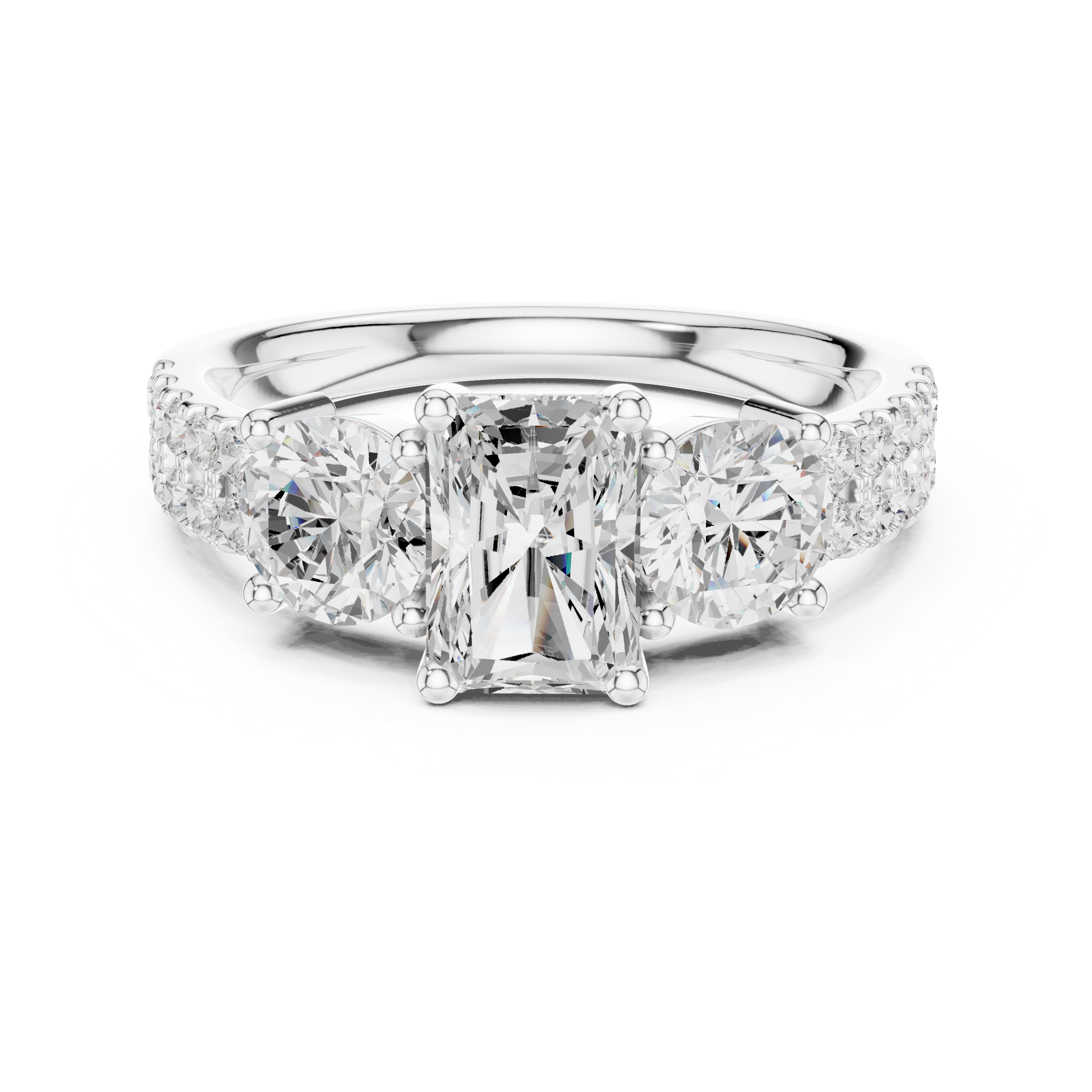 Radiant Three Stone Diamond Engagement Ring