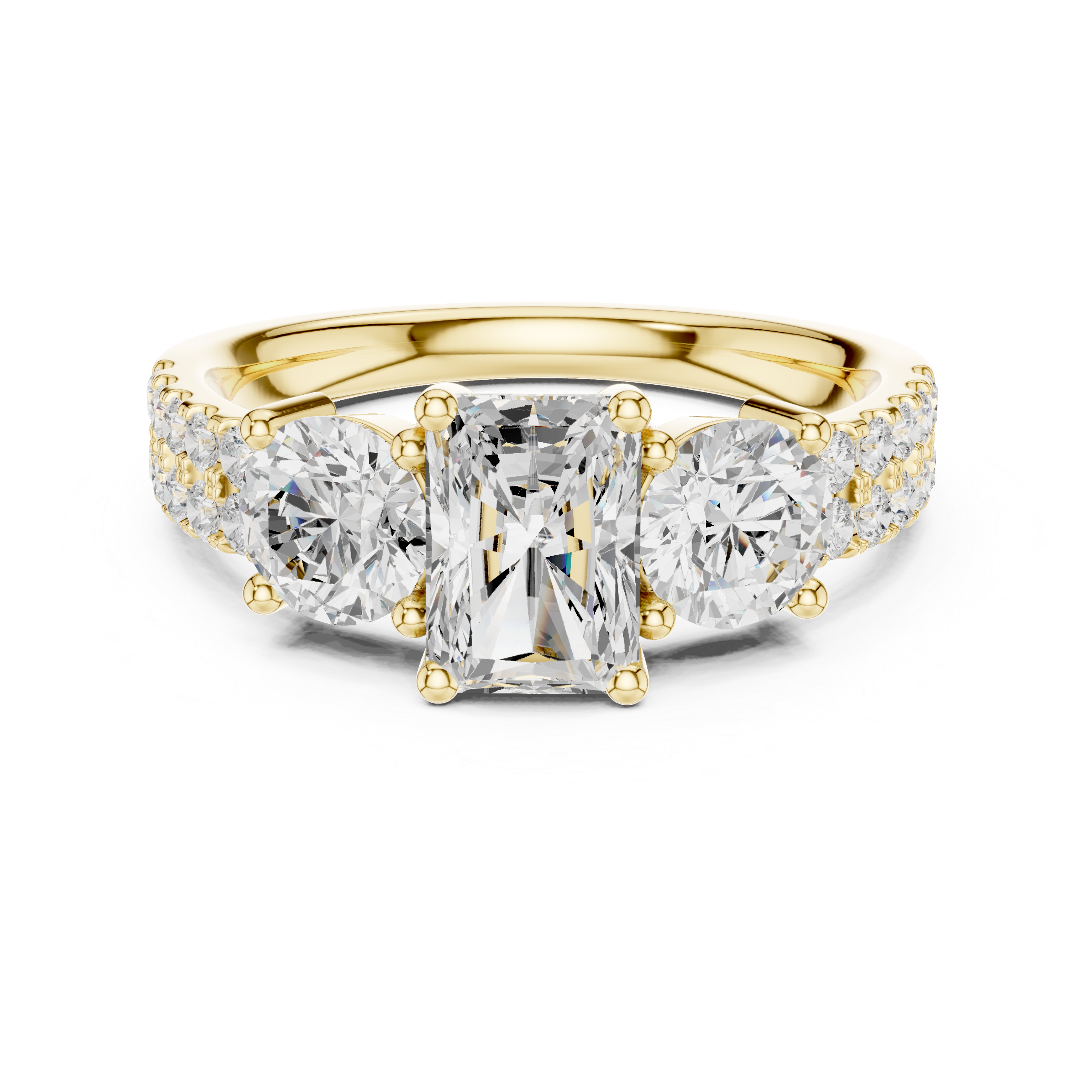 Radiant Three Stone Diamond Engagement Ring