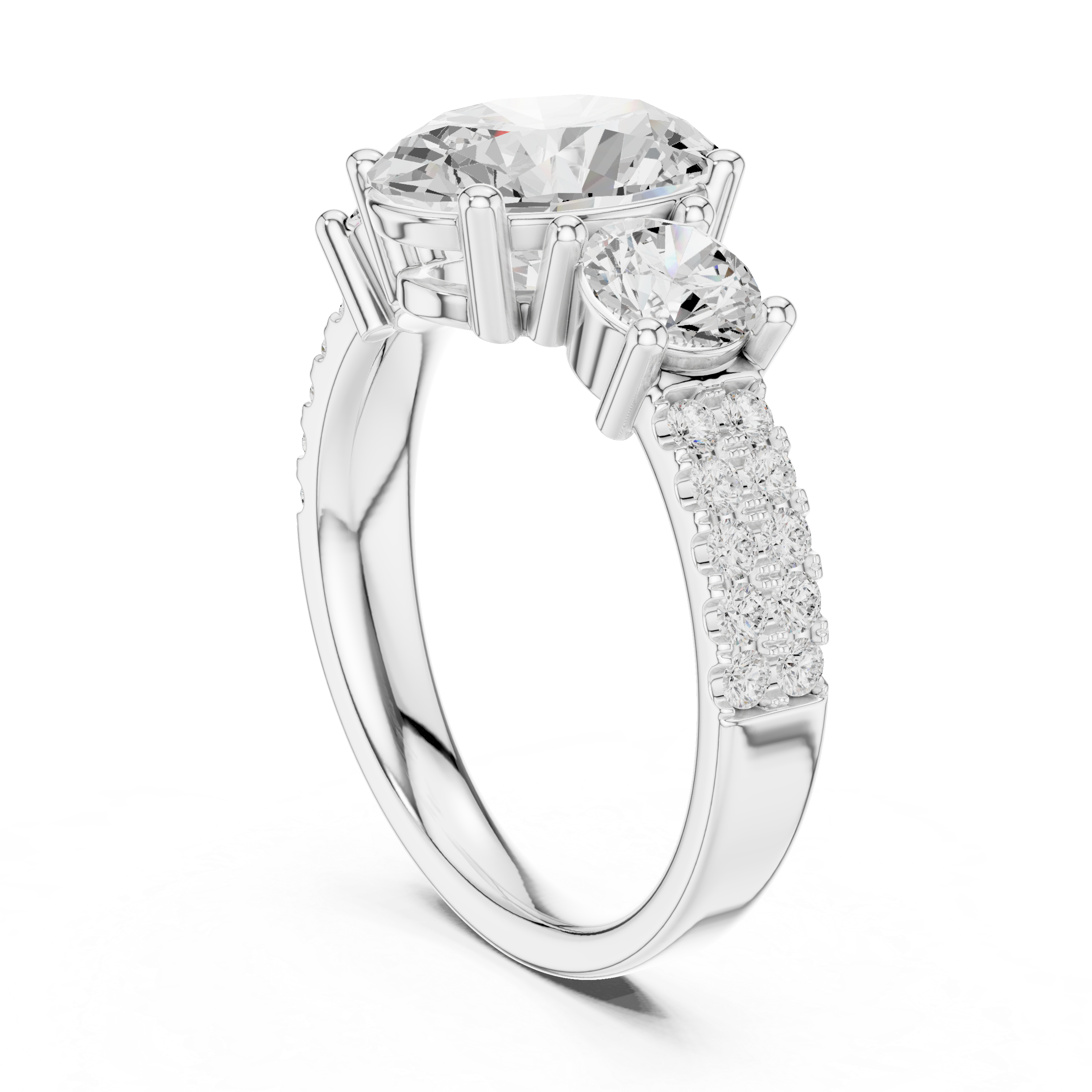 Oval Three Stone Diamond Engagement Ring