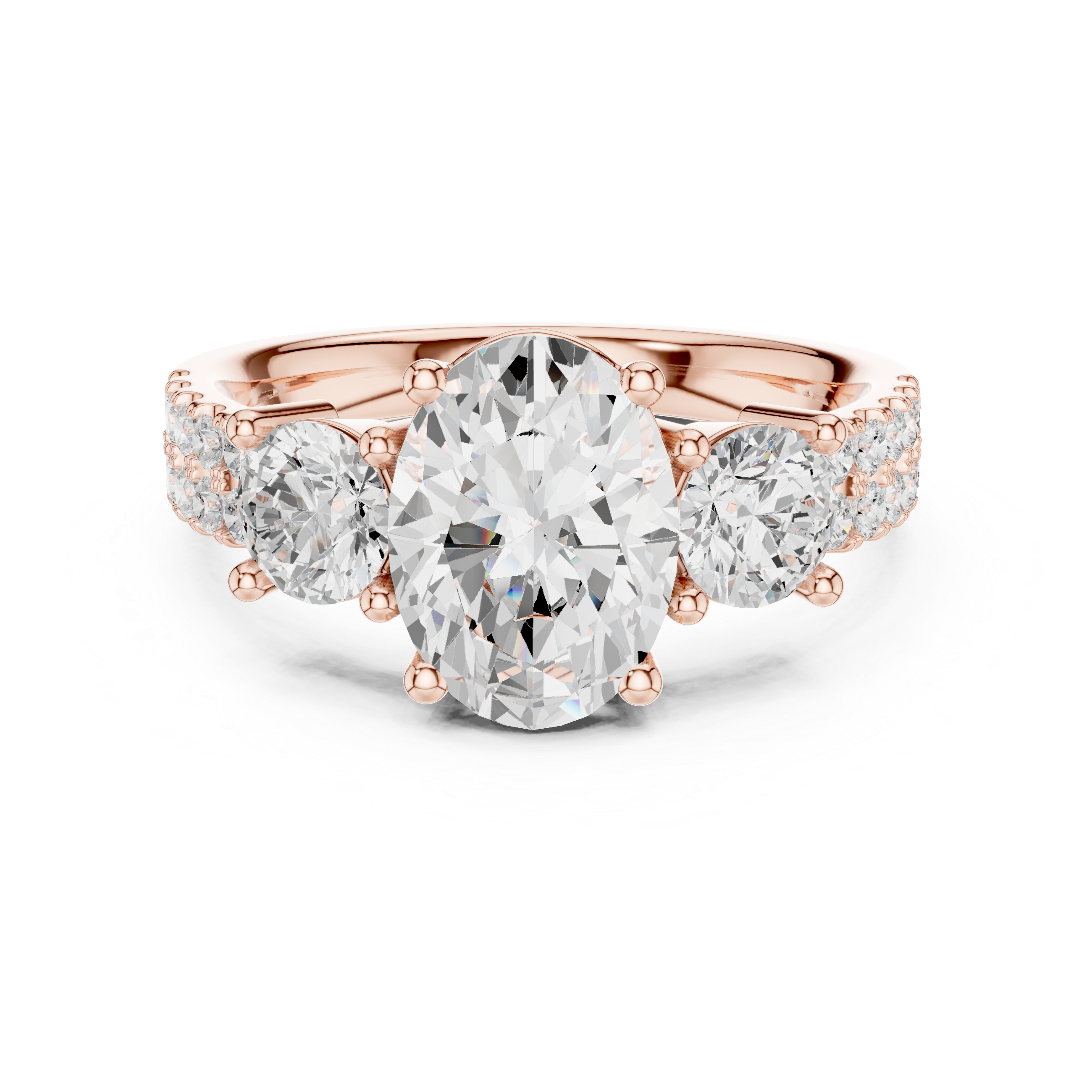 Oval Three Stone Diamond Engagement Ring